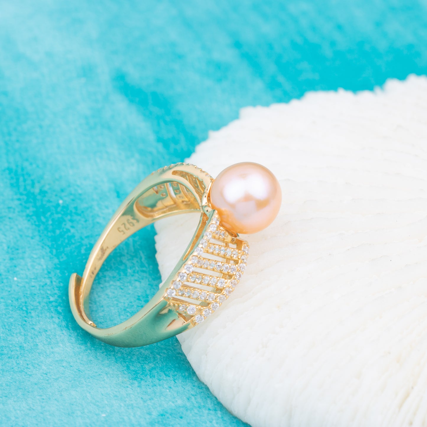 r010811 DIY 7-8mm Natural Freshwater pearl Ring accessory 925 sterling silver Adjustable size engagement jewelry ring for women