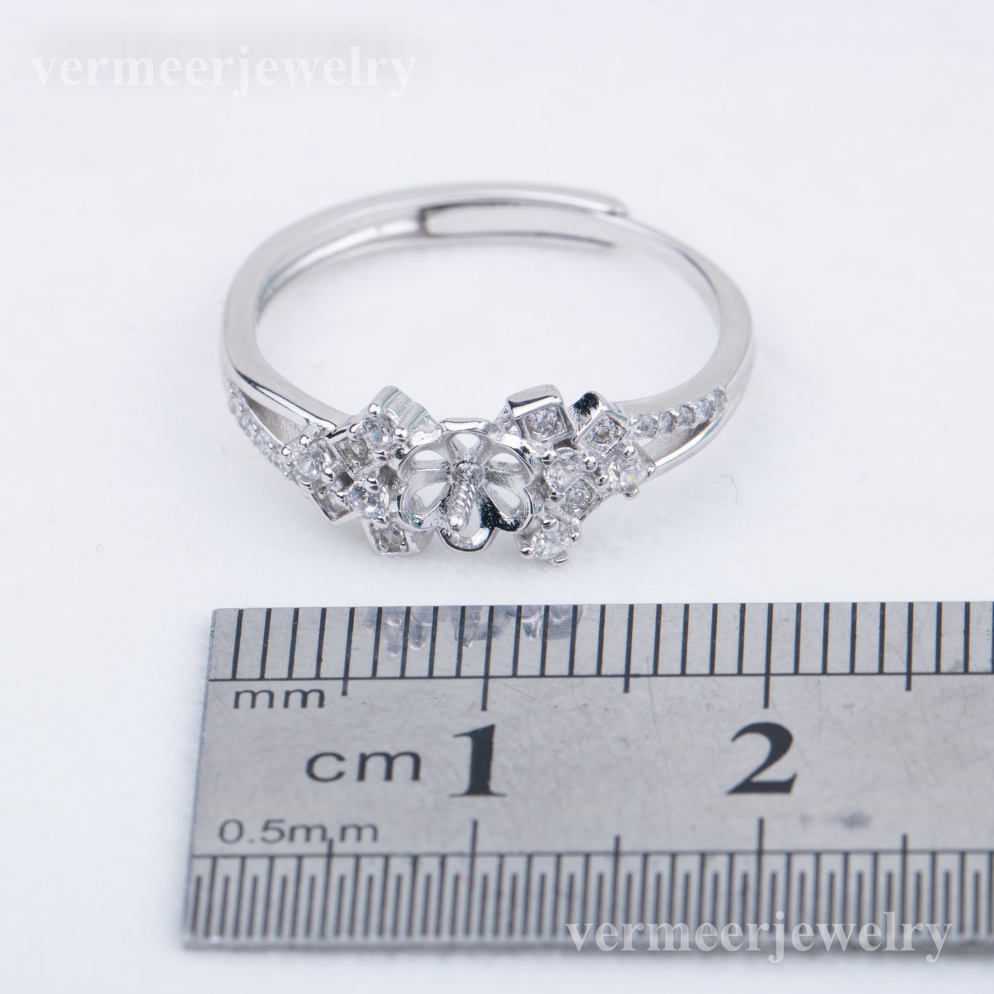 r010805 DIY 7-8mm Natural Freshwater pearl Ring accessory 925 sterling silver Adjustable size engagement jewelry ring for women