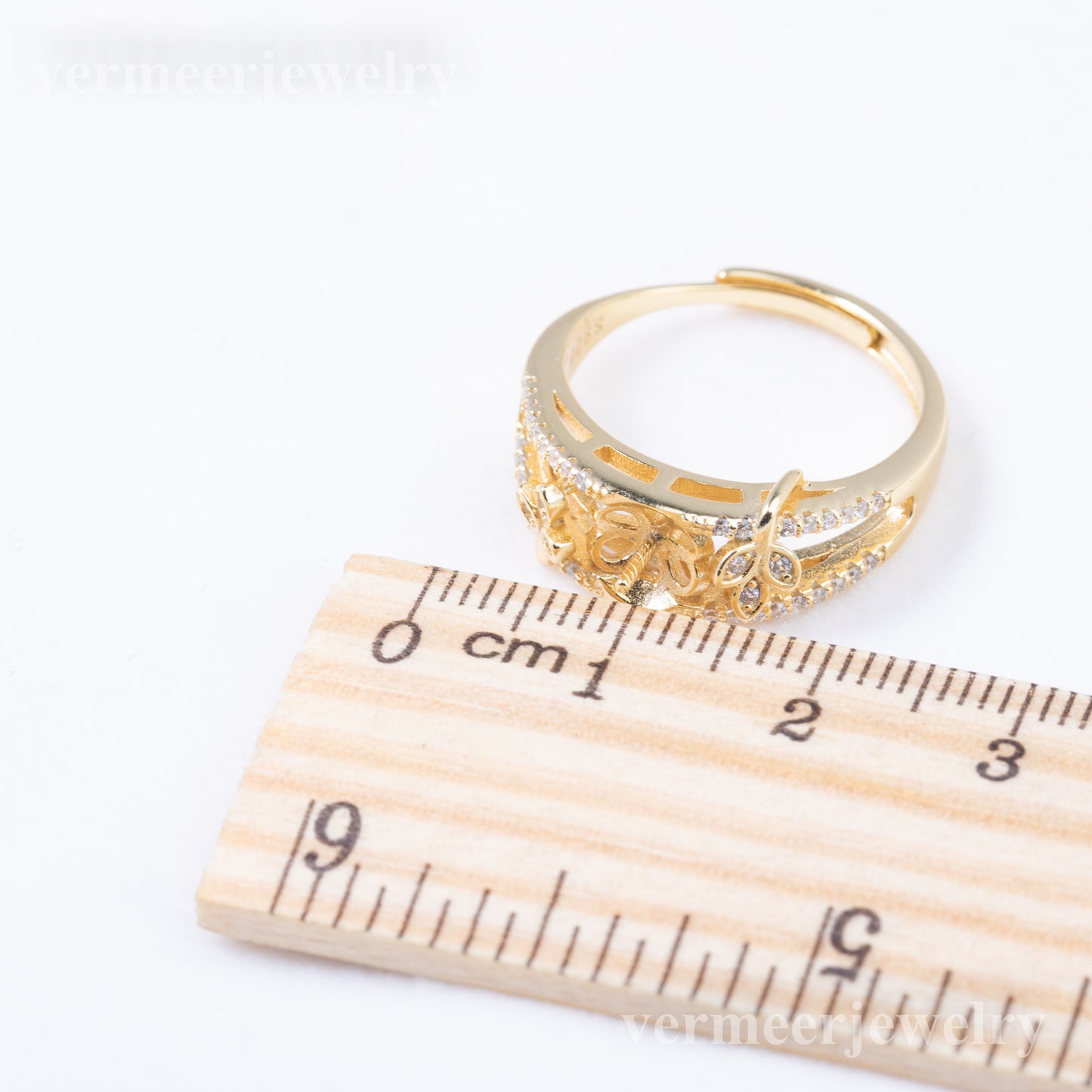 r010899 DIY 6-8mm Natural Freshwater pearl Ring accessory 925 sterling silver Adjustable size engagement jewelry ring for women