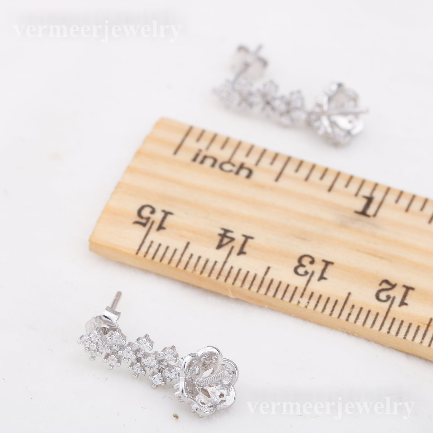 e010892 S925 pearl earring 925 sterling silver DIY 7-8mm Natural Freshwater pearl stud earring for women