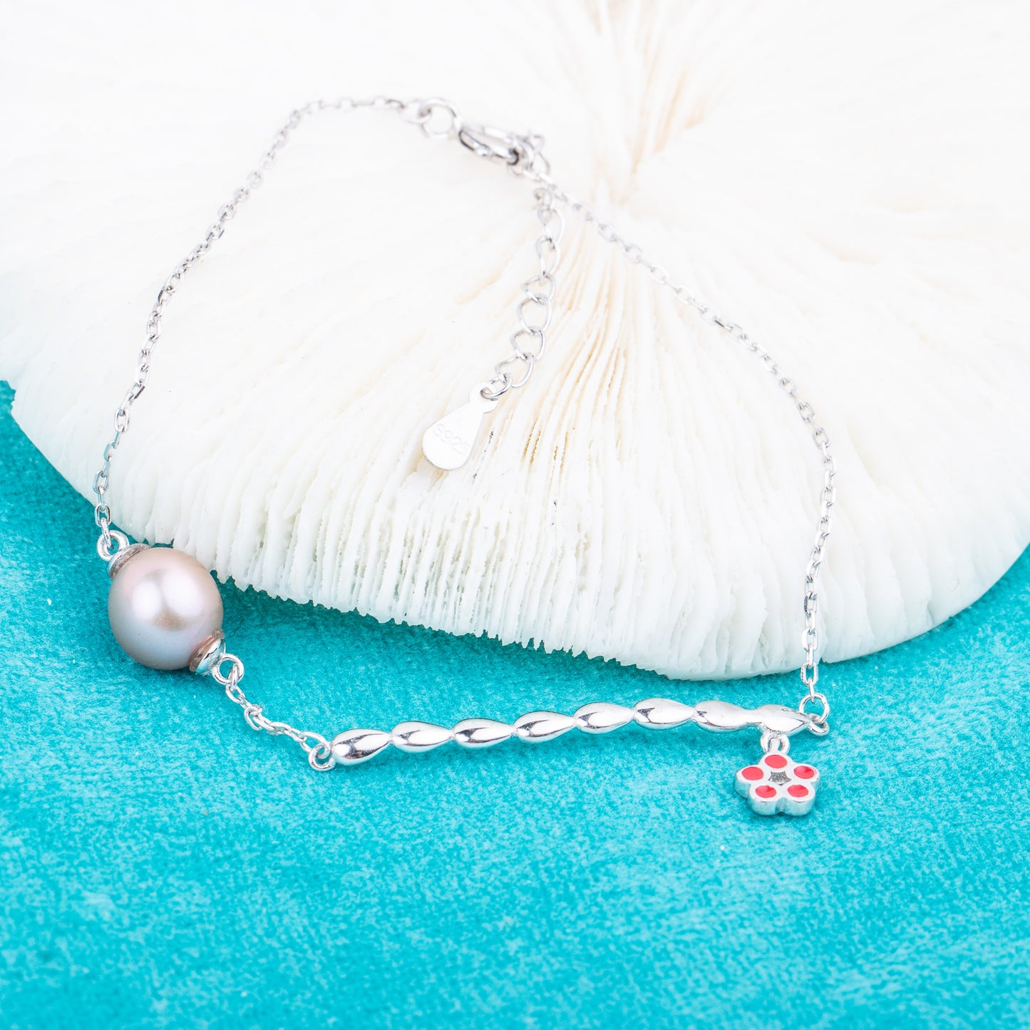 b010188 DIY 7-8mm Natural Freshwater pearl bracelet accessory 925 sterling silver adjustable chain bracelet for women