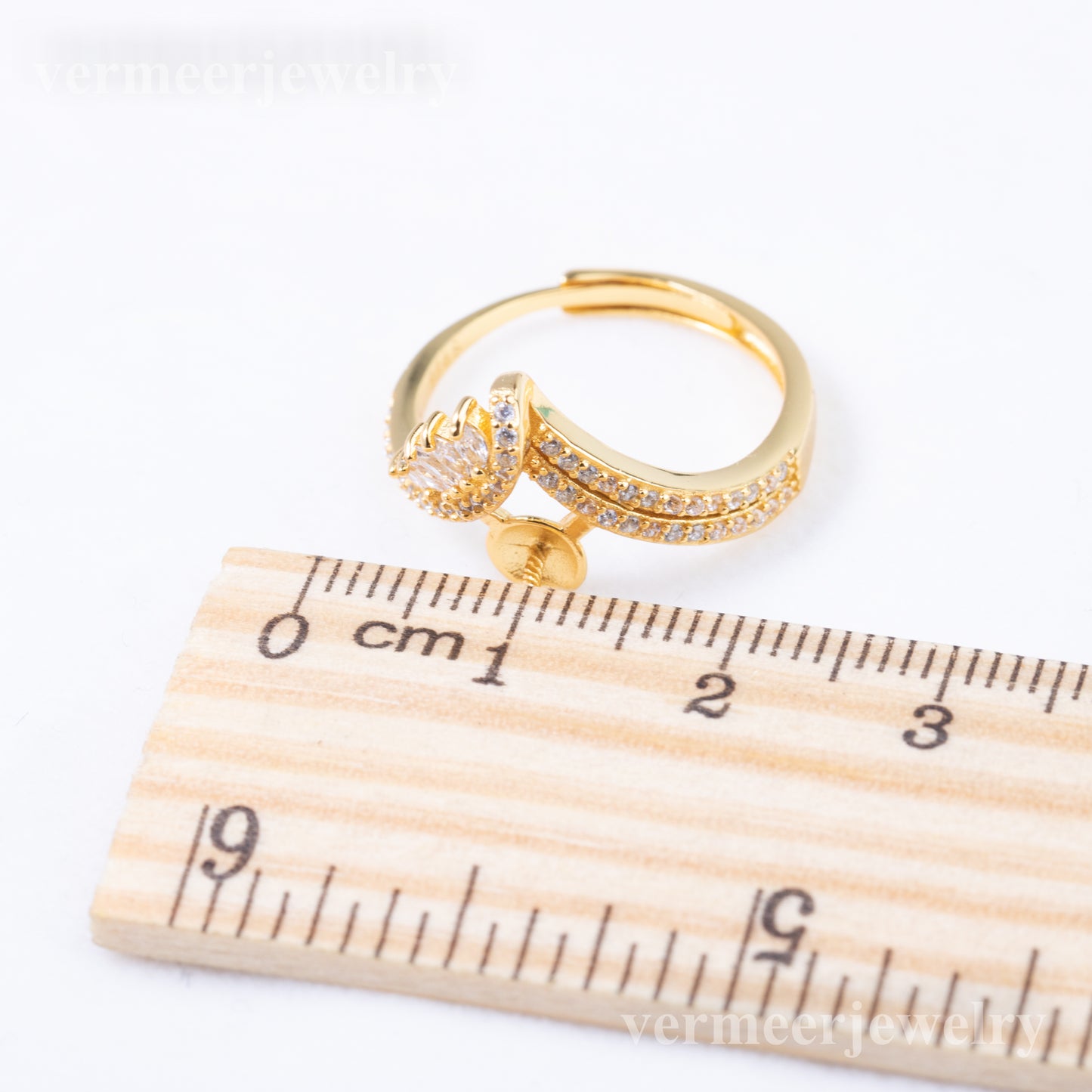 r010897 DIY 6-8mm Natural Freshwater pearl Ring accessory 925 sterling silver Adjustable size engagement jewelry ring for women