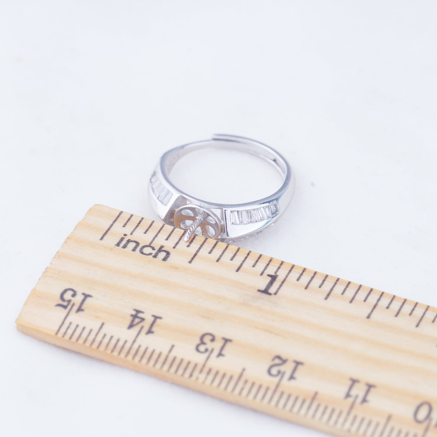 r010968 DIY 6-8mm Natural Freshwater pearl Ring accessory 925 sterling silver Adjustable size engagement jewelry ring for women