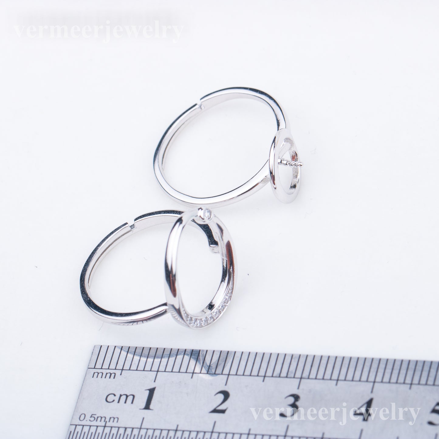 r040706 DIY 7-8mm Natural Freshwater pearl Ring accessory 925 sterling silver 2 in 1 ring for women