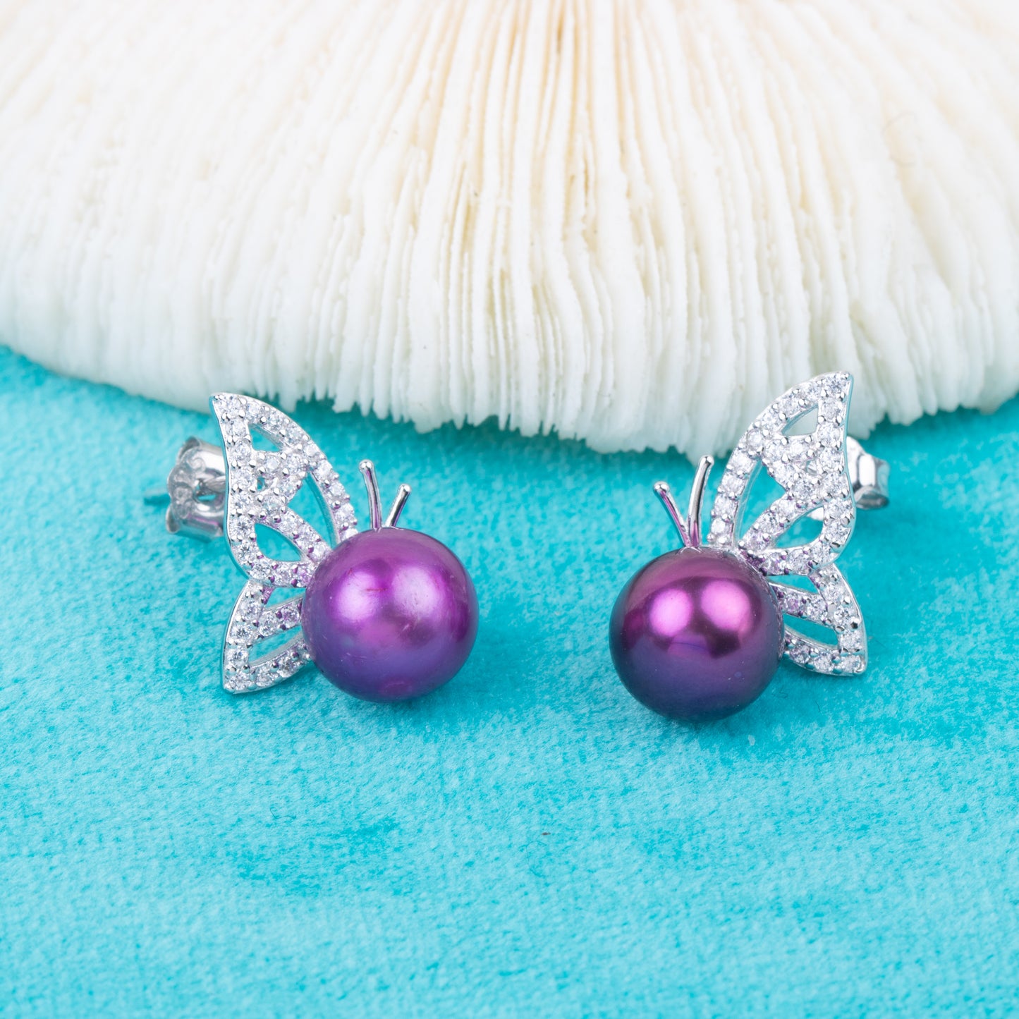 e010805 S925 pearl earring 925 sterling silver DIY 7-8mm Natural Freshwater pearl stud earring for women