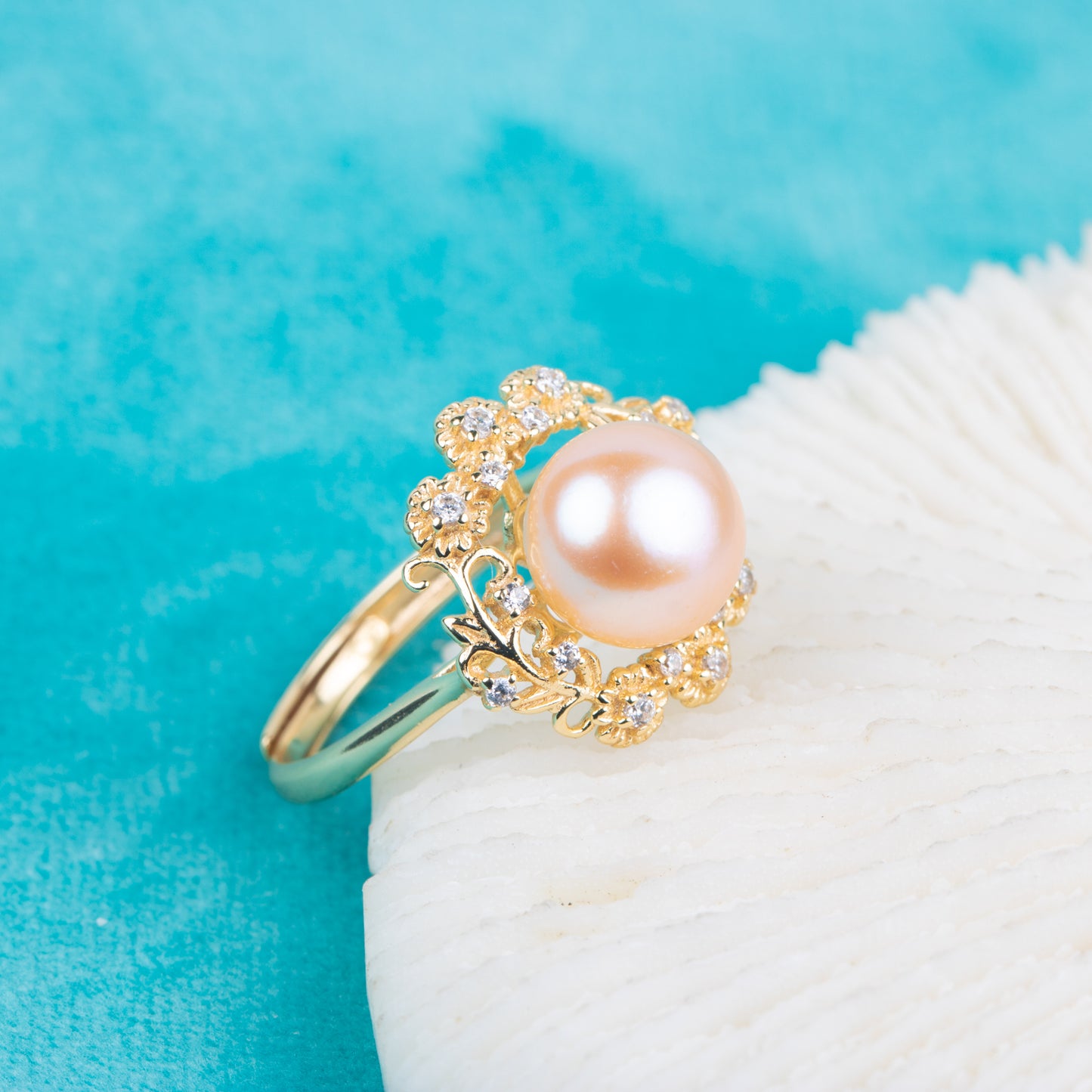 r010824 DIY 7-8mm Natural Freshwater pearl Ring accessory 925 sterling silver Adjustable size engagement jewelry ring for women