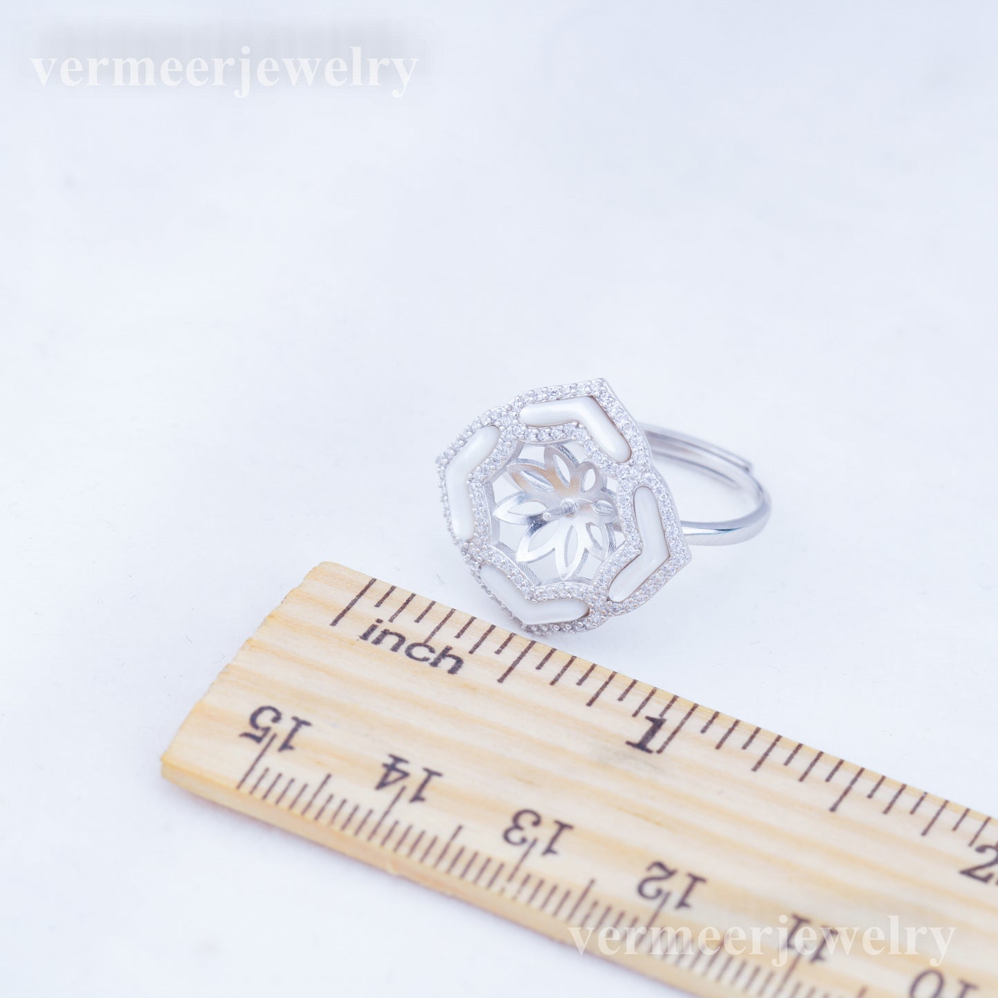 re010927 DIY 9-11mm Natural Freshwater pearl Ring accessory 925 sterling silver Adjustable size engagement ring for women