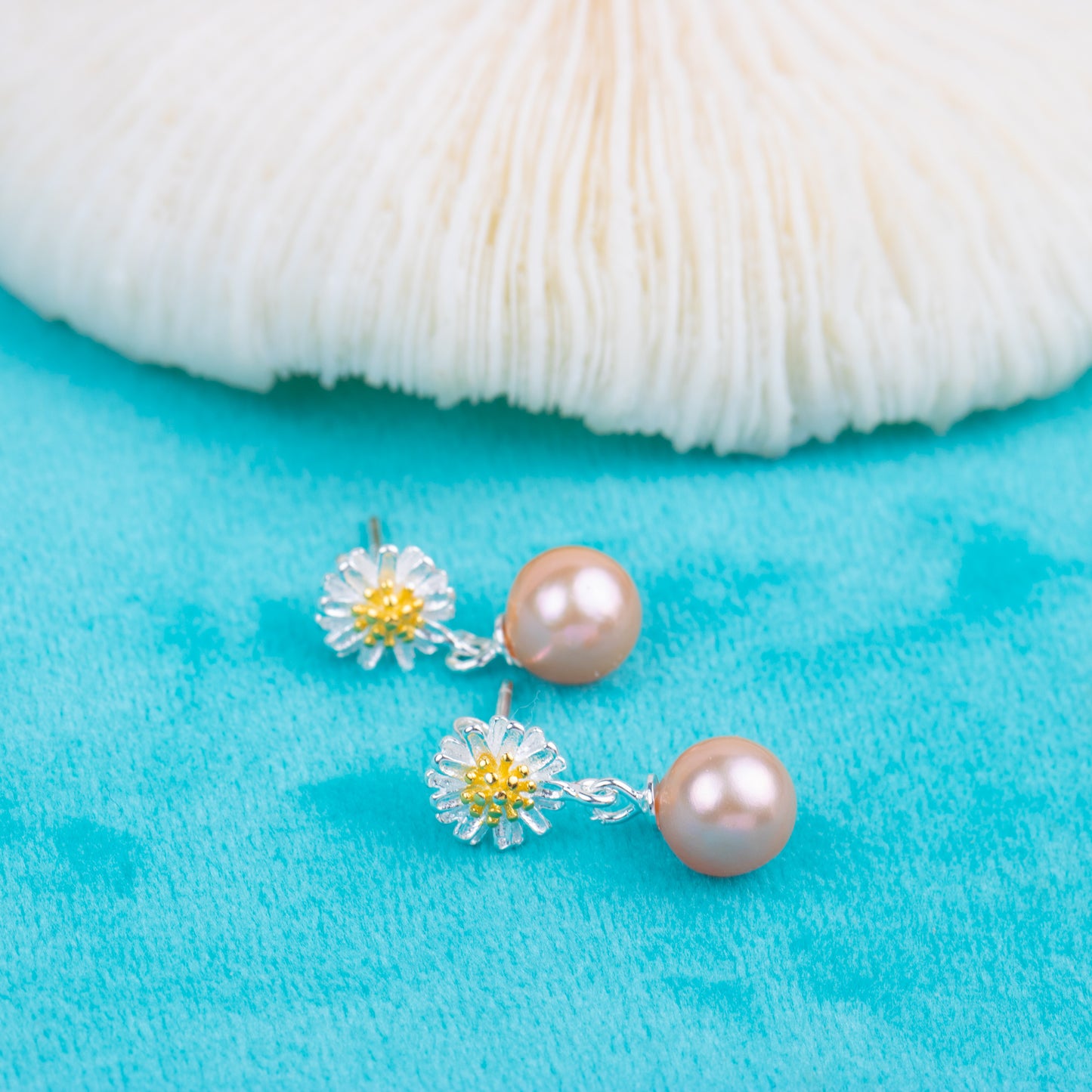 e030795 S925 pearl earring 925 sterling silver DIY 7-8mm Natural Freshwater pearl stud earring for women