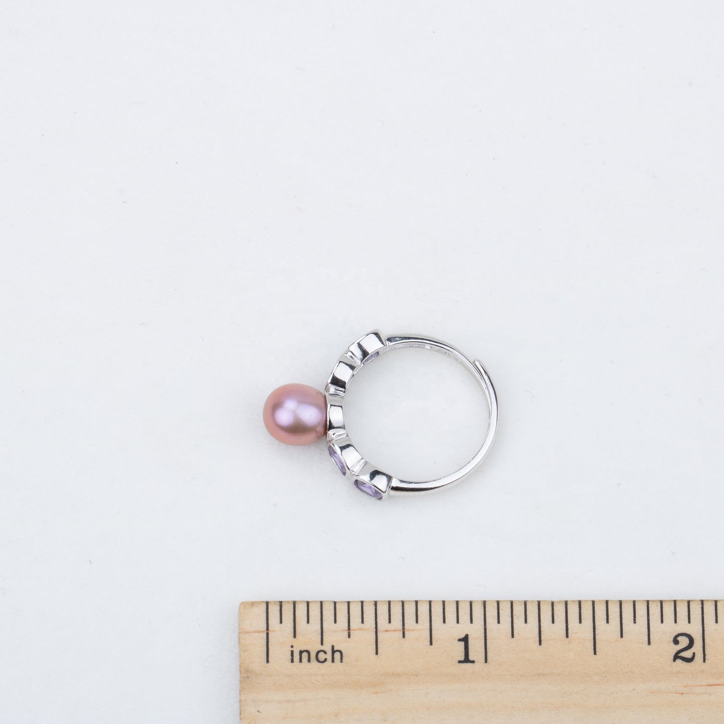 r030515 DIY 7-8mm Natural Freshwater pearl Ring accessory 925 sterling silver Adjustable size engagement jewelry ring for women