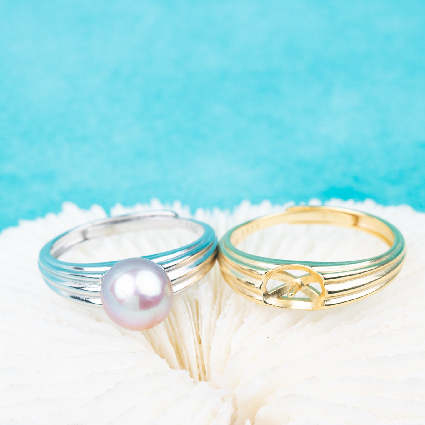 r010849 DIY 7-8mm Natural Freshwater pearl Ring accessory 925 sterling silver Adjustable size engagement jewelry ring for women