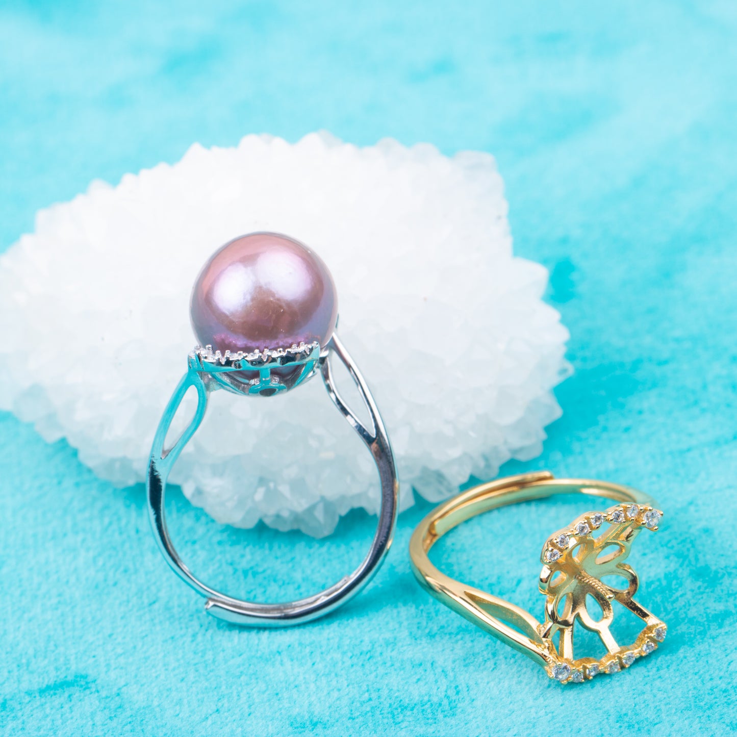 re010859DIY 9-11mm Natural Freshwater pearl Ring accessory 925 sterling silver Adjustable size engagement ring for women