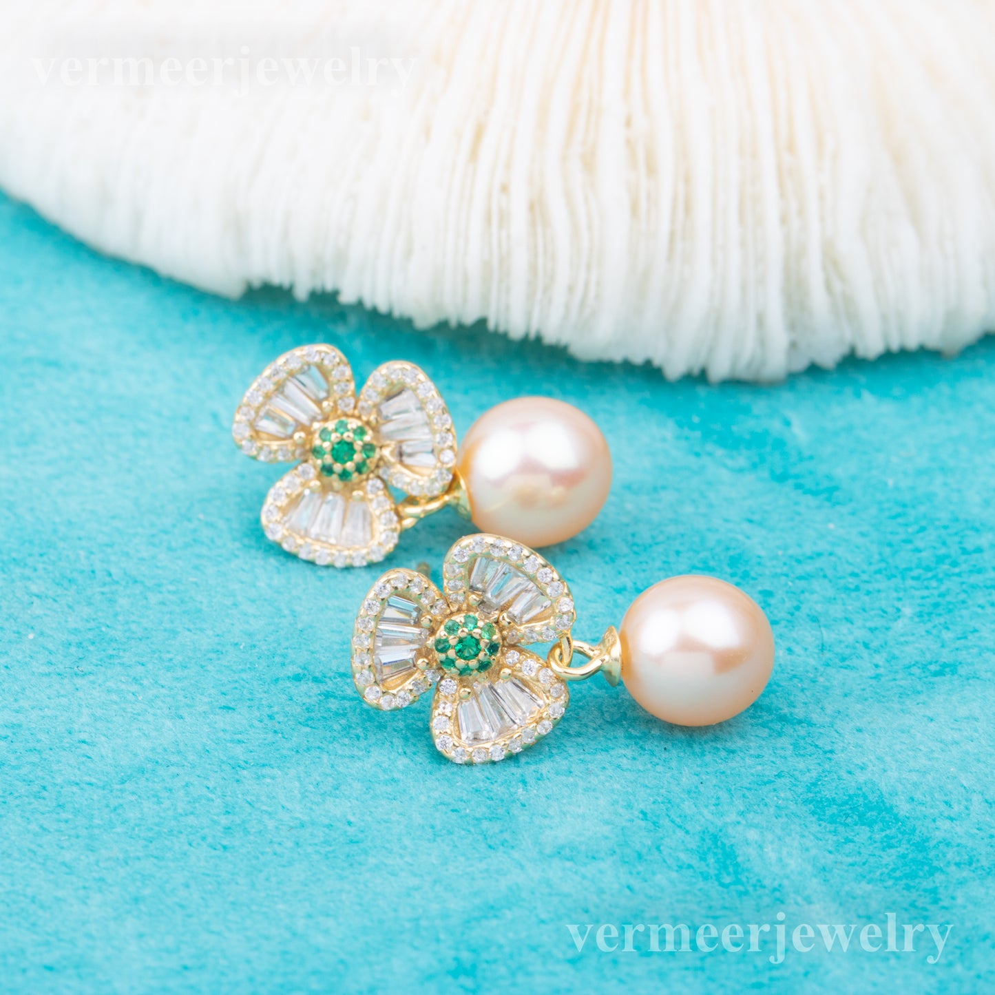 e010790 S925 pearl earring 925 sterling silver DIY 7-8mm Natural Freshwater pearl stud earring for women