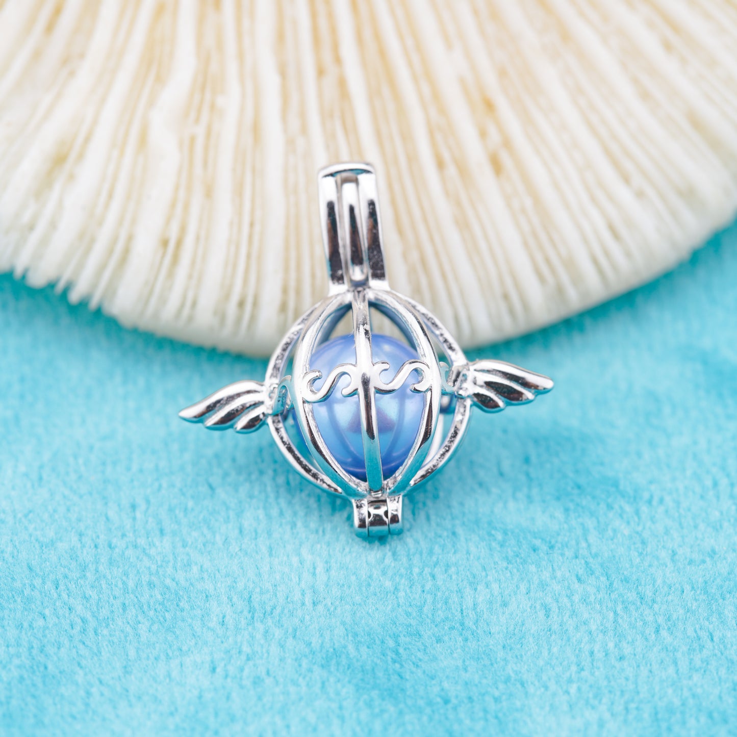 C030086 sterling silver Freshwater pearl cage pendant necklace jewelry locket for pearl party