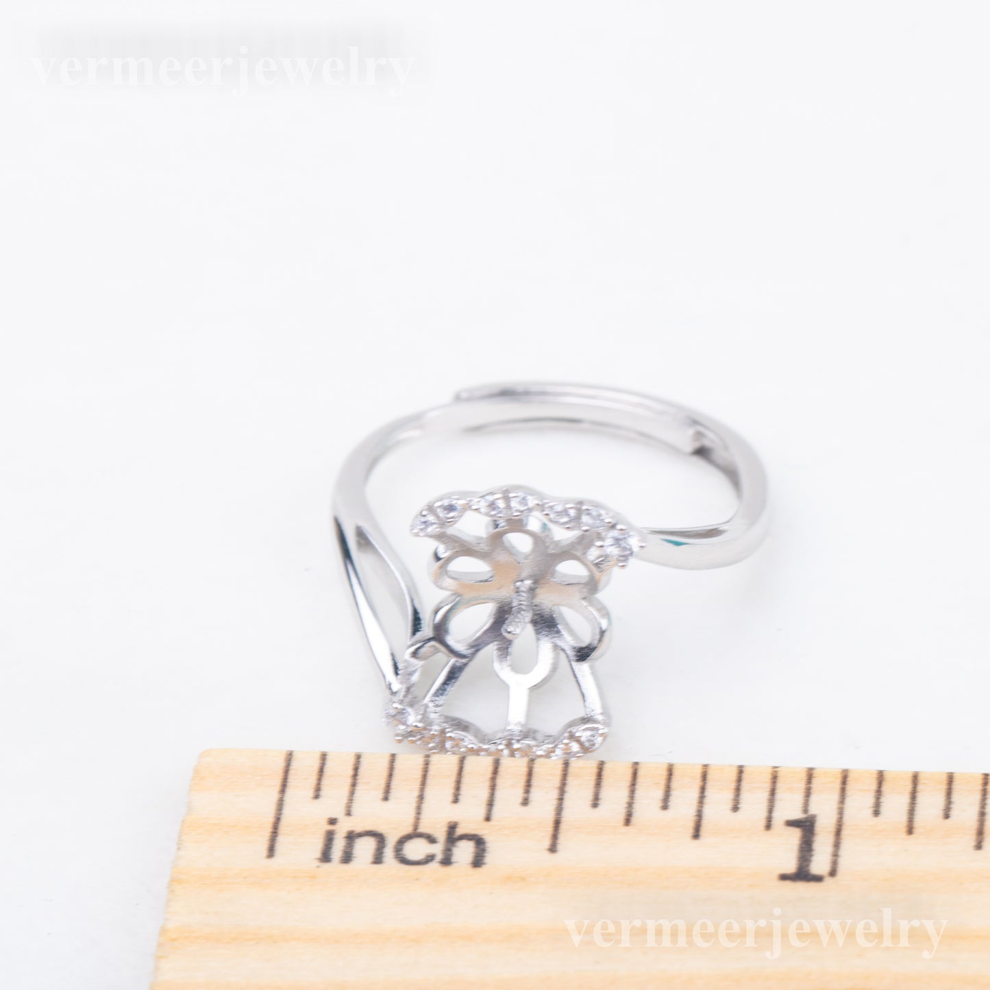 re010859DIY 9-11mm Natural Freshwater pearl Ring accessory 925 sterling silver Adjustable size engagement ring for women