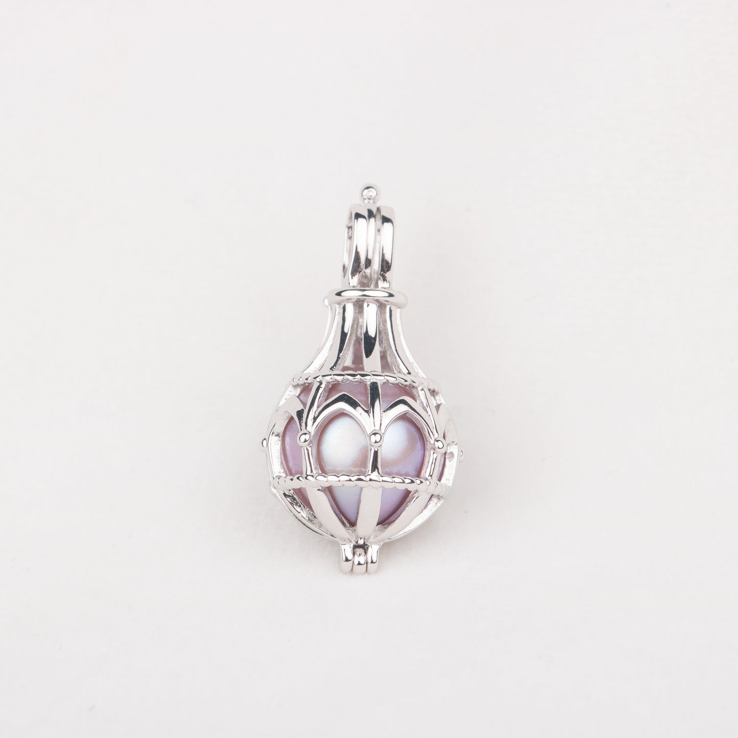 C030074 sterling silver round shape Freshwater pearl cage pendant necklace jewelry locket for pearl party