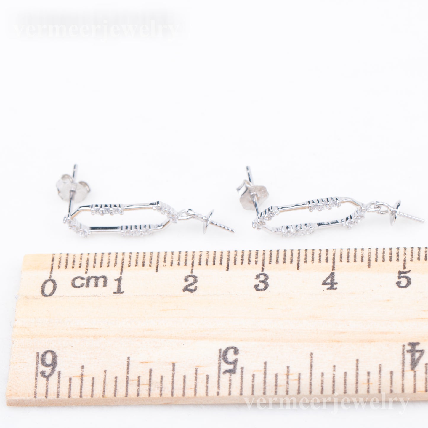 e010776 S925 pearl earring 925 sterling silver DIY 7-8mm Natural Freshwater pearl stud earring for women