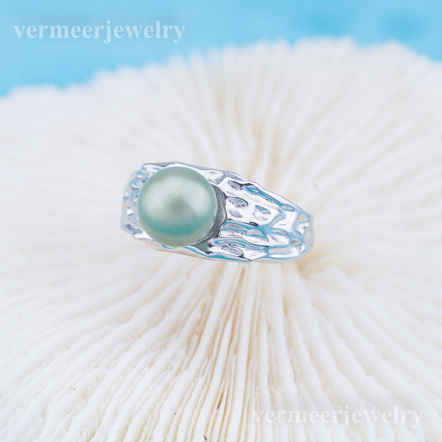 r010965 DIY 6-8mm Natural Freshwater pearl Ring accessory 925 sterling silver Adjustable size engagement jewelry ring for women