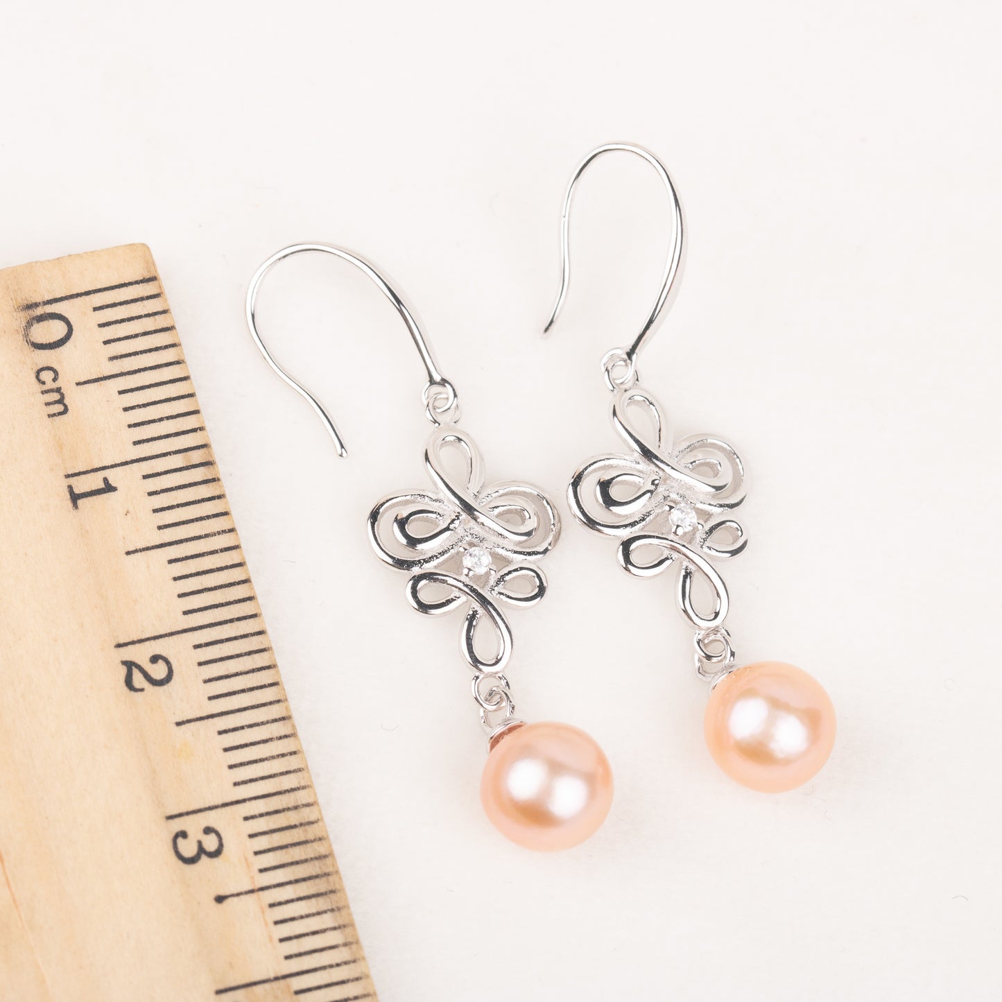 e060662 S925 pearl earring 925 sterling silver DIY 7-8mm Natural Freshwater pearl earring hook for women