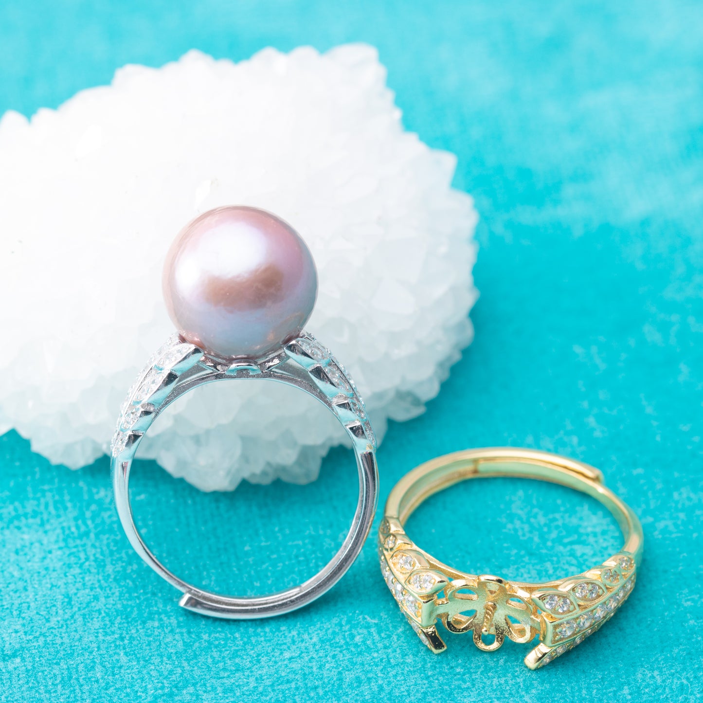 re010867 DIY 9-11mm Natural Freshwater pearl Ring accessory 925 sterling silver Adjustable size engagement ring for women