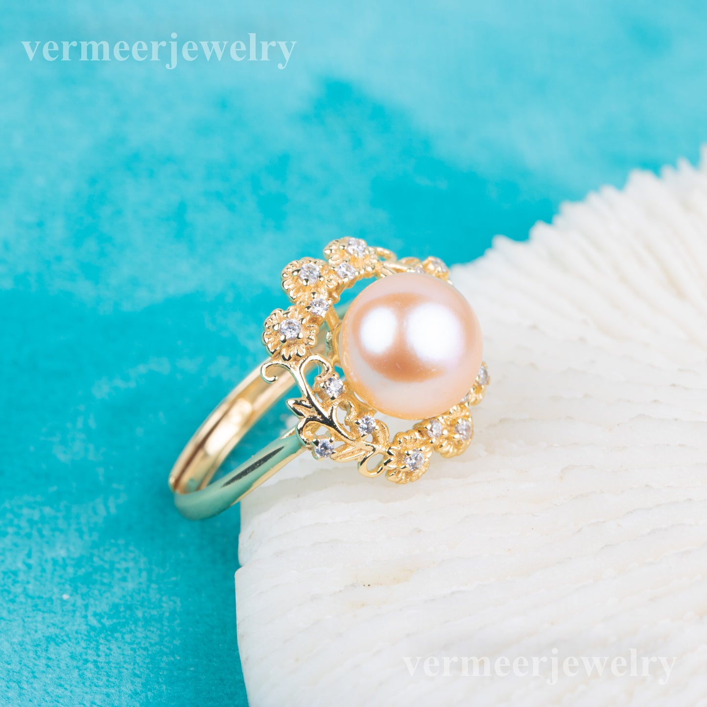 r010824 DIY 7-8mm Natural Freshwater pearl Ring accessory 925 sterling silver Adjustable size engagement jewelry ring for women