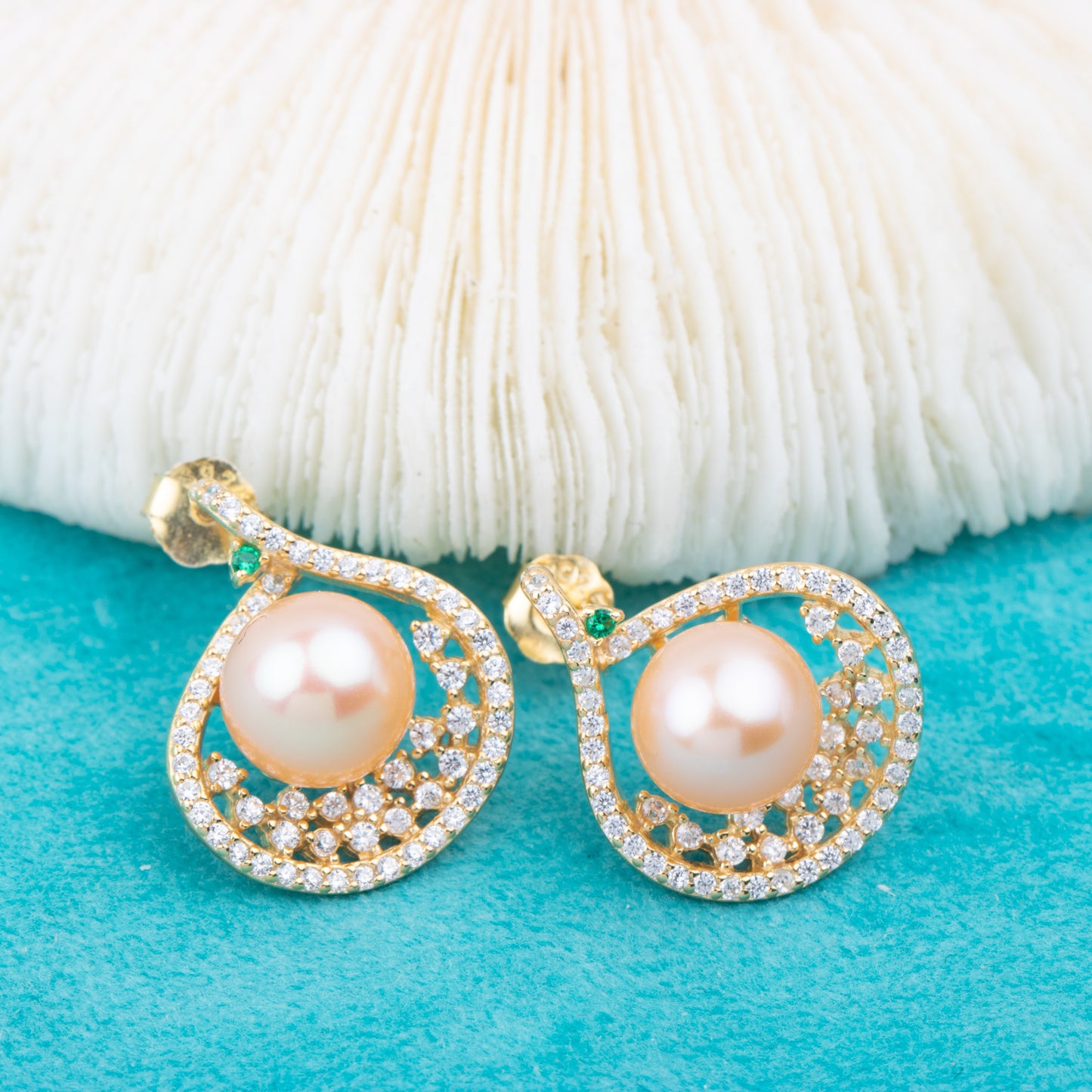 e010787 S925 pearl earring 925 sterling silver DIY 7-8mm Natural Freshwater pearl stud earring for women