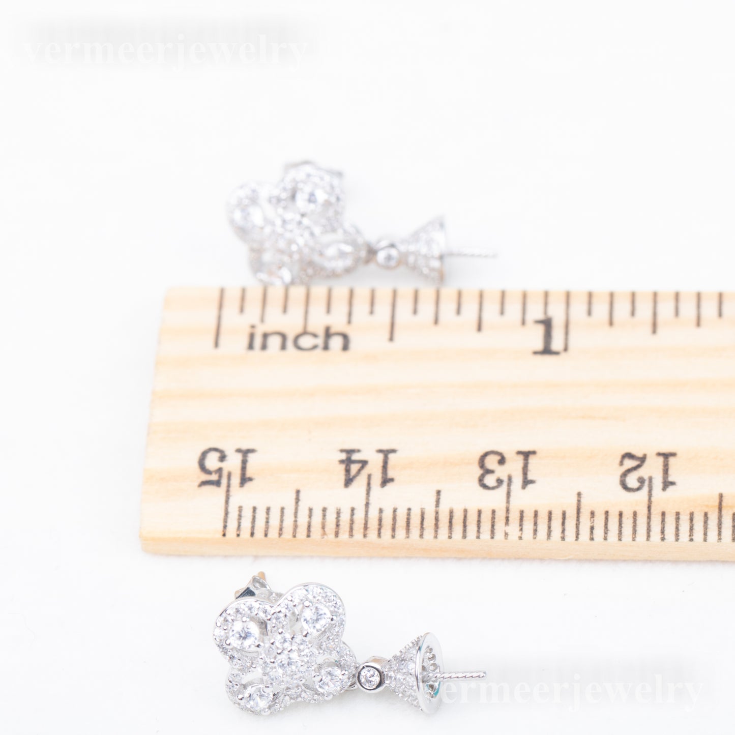 e010820 S925 pearl earring 925 sterling silver DIY 7-8mm Natural Freshwater pearl stud earring for women