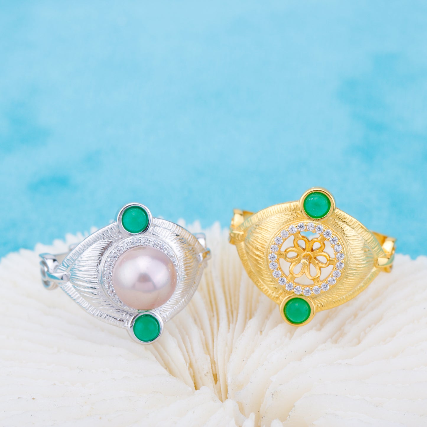 r010913 DIY 6-8mm Natural Freshwater pearl Ring accessory 925 sterling silver Adjustable size engagement jewelry ring for women