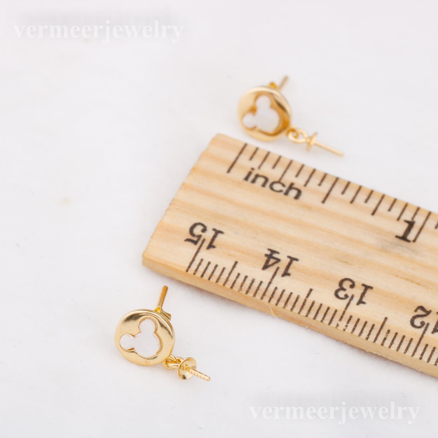 e010881 S925 pearl earring 925 sterling silver DIY 7-8mm Natural Freshwater pearl stud earring for women