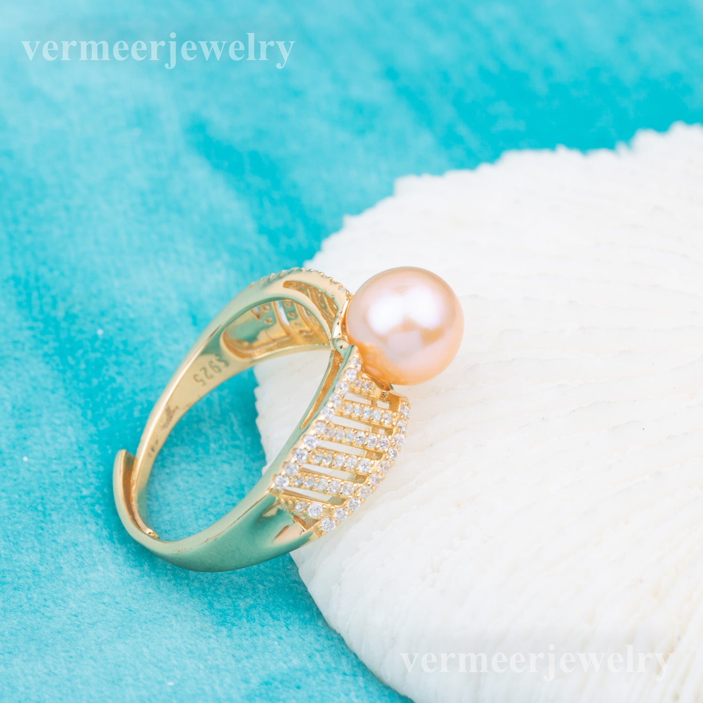 r010811 DIY 7-8mm Natural Freshwater pearl Ring accessory 925 sterling silver Adjustable size engagement jewelry ring for women