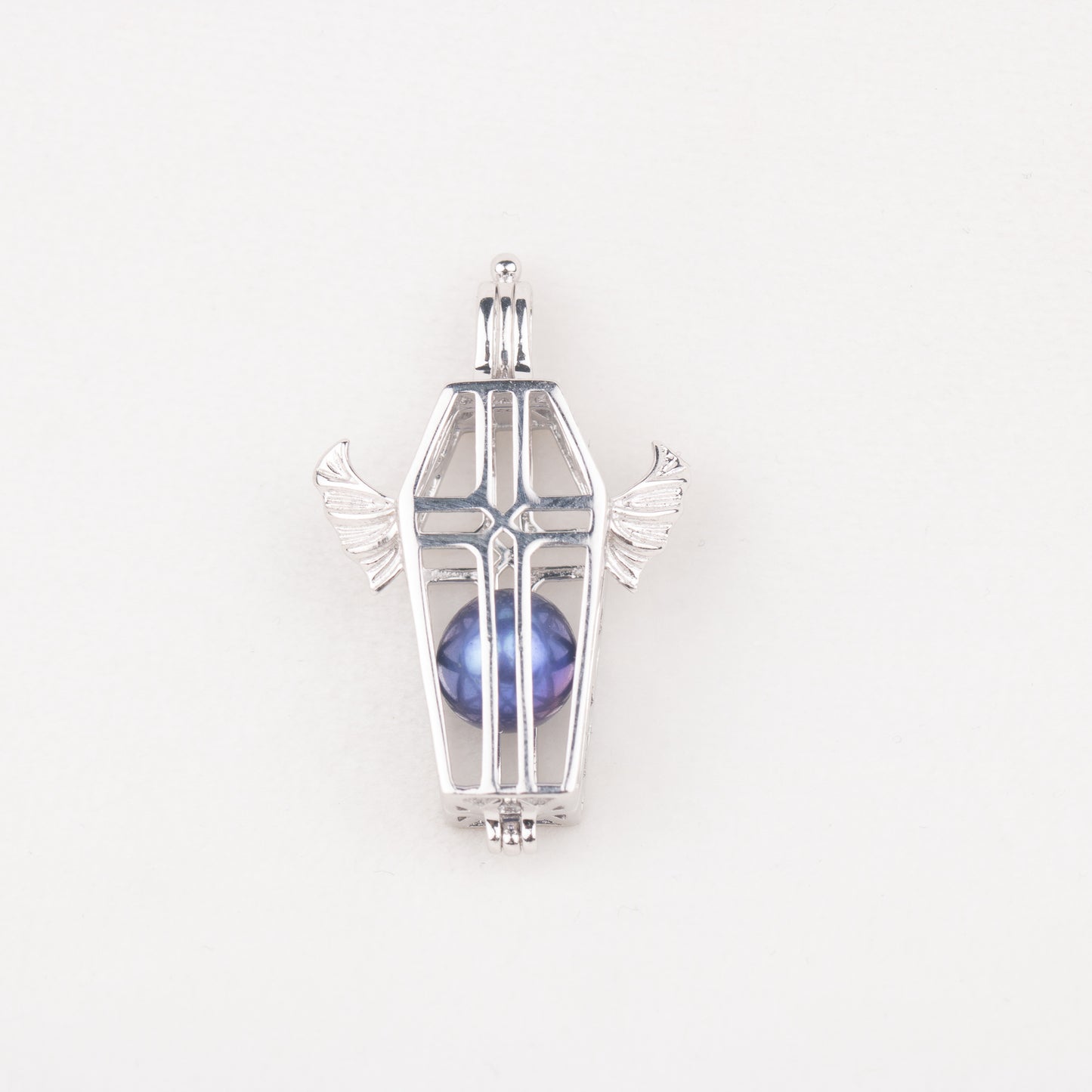 C030053 sterling silver coffin shape Freshwater pearl cage pendant necklace jewelry locket for pearl party