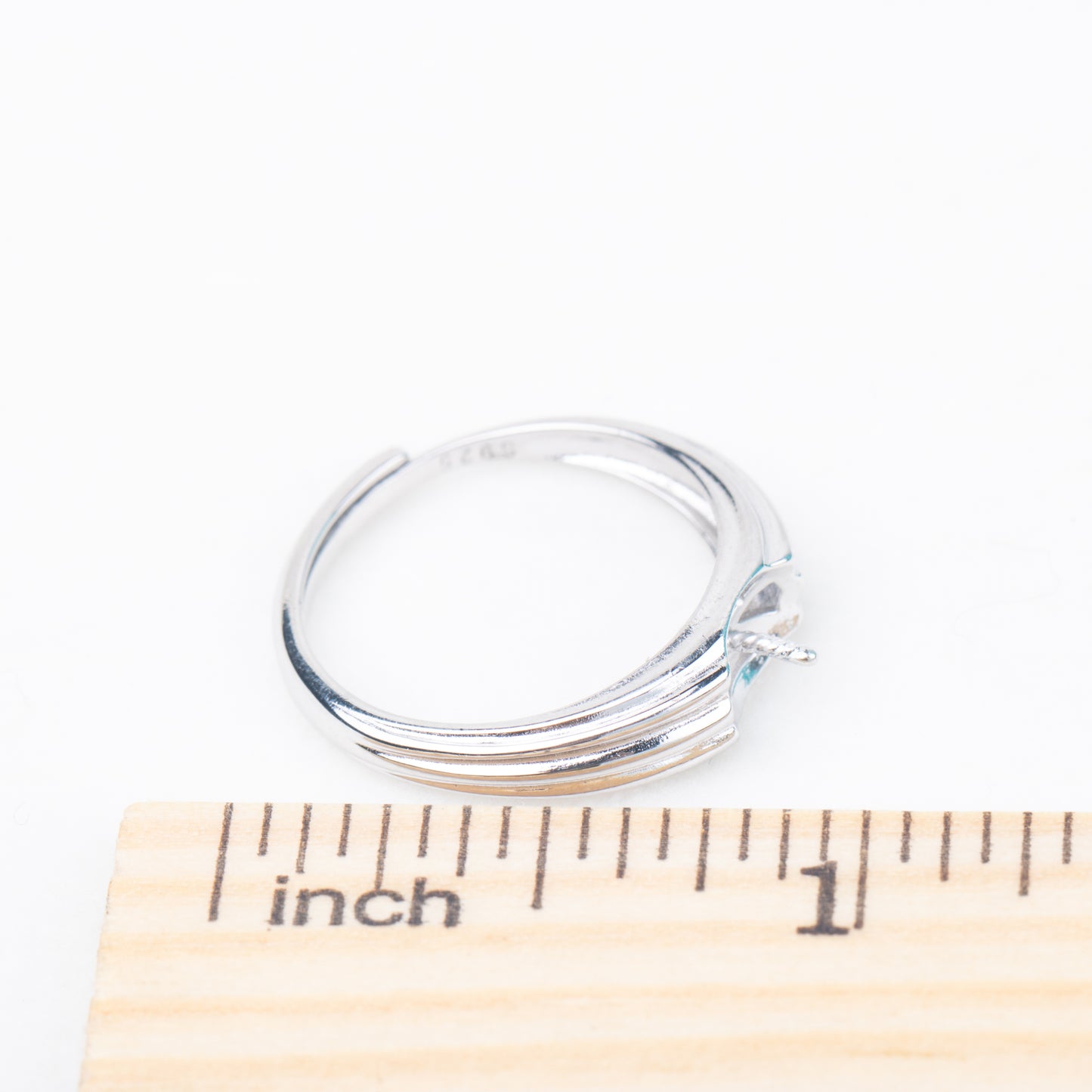 r010849 DIY 7-8mm Natural Freshwater pearl Ring accessory 925 sterling silver Adjustable size engagement jewelry ring for women