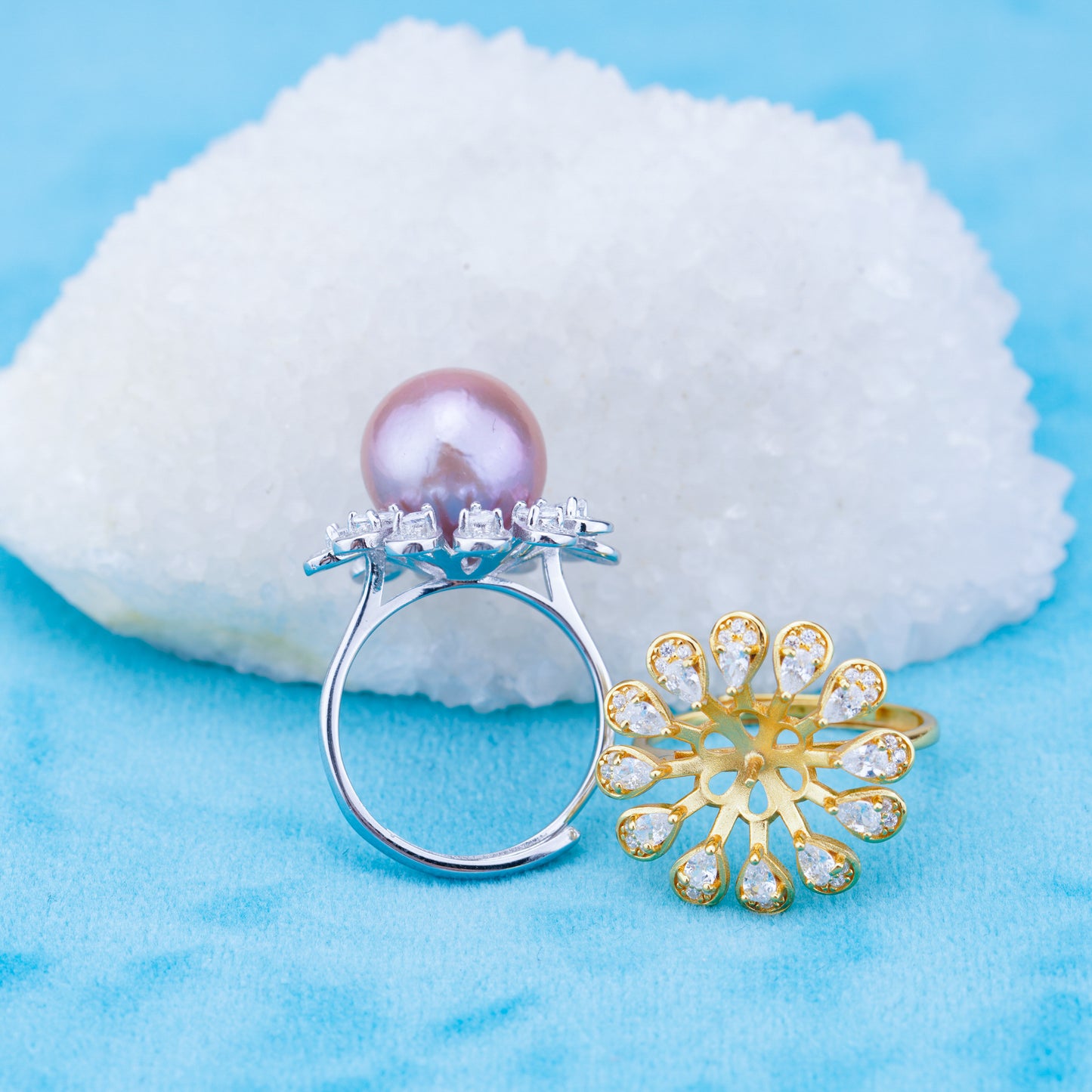 re010926 DIY 9-11mm Natural Freshwater pearl Ring accessory 925 sterling silver Adjustable size engagement ring for women