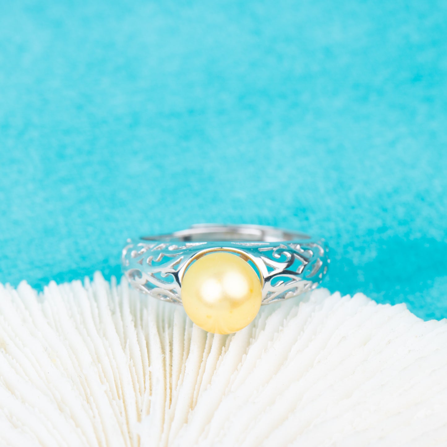 r010846 DIY 7-8mm Natural Freshwater pearl Ring accessory 925 sterling silver Adjustable size engagement jewelry ring for women