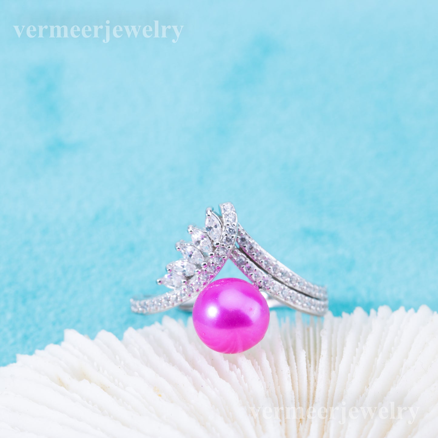 r010897 DIY 6-8mm Natural Freshwater pearl Ring accessory 925 sterling silver Adjustable size engagement jewelry ring for women