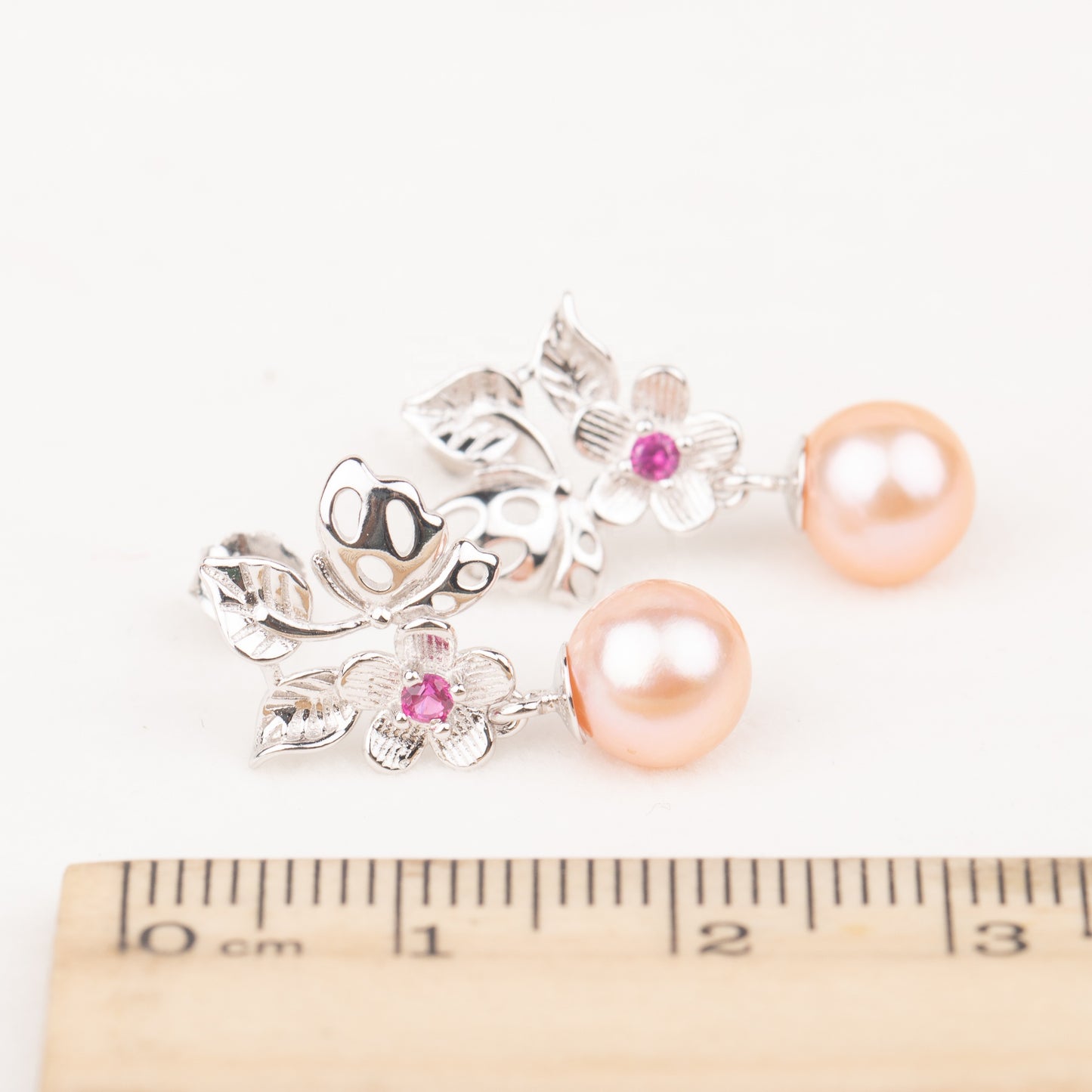 e060649 S925 pearl earring 925 sterling silver DIY 7-8mm Natural Freshwater pearl stud earring for women