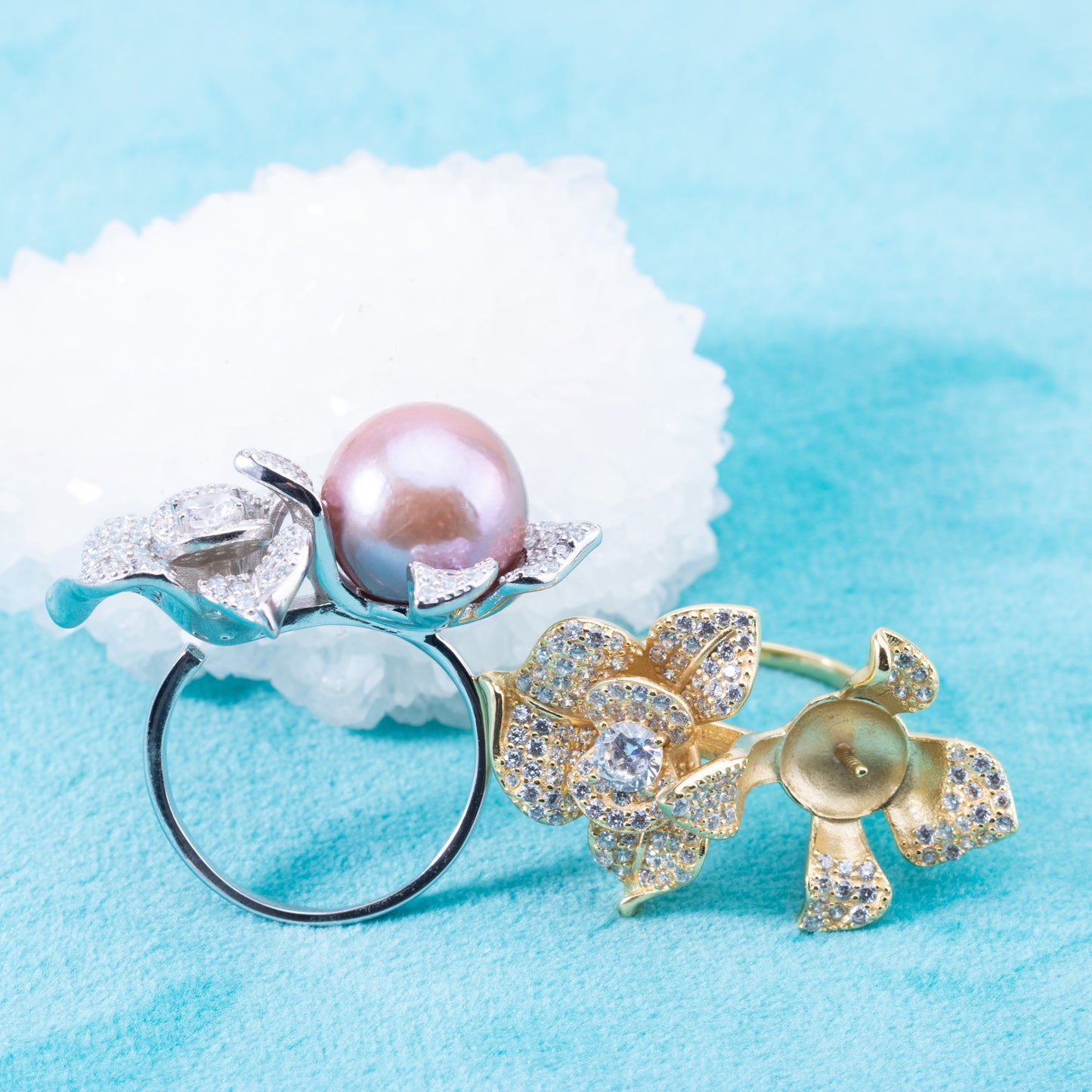 re010904 DIY 9-11mm Natural Freshwater pearl Ring accessory 925 sterling silver Adjustable size engagement ring for women