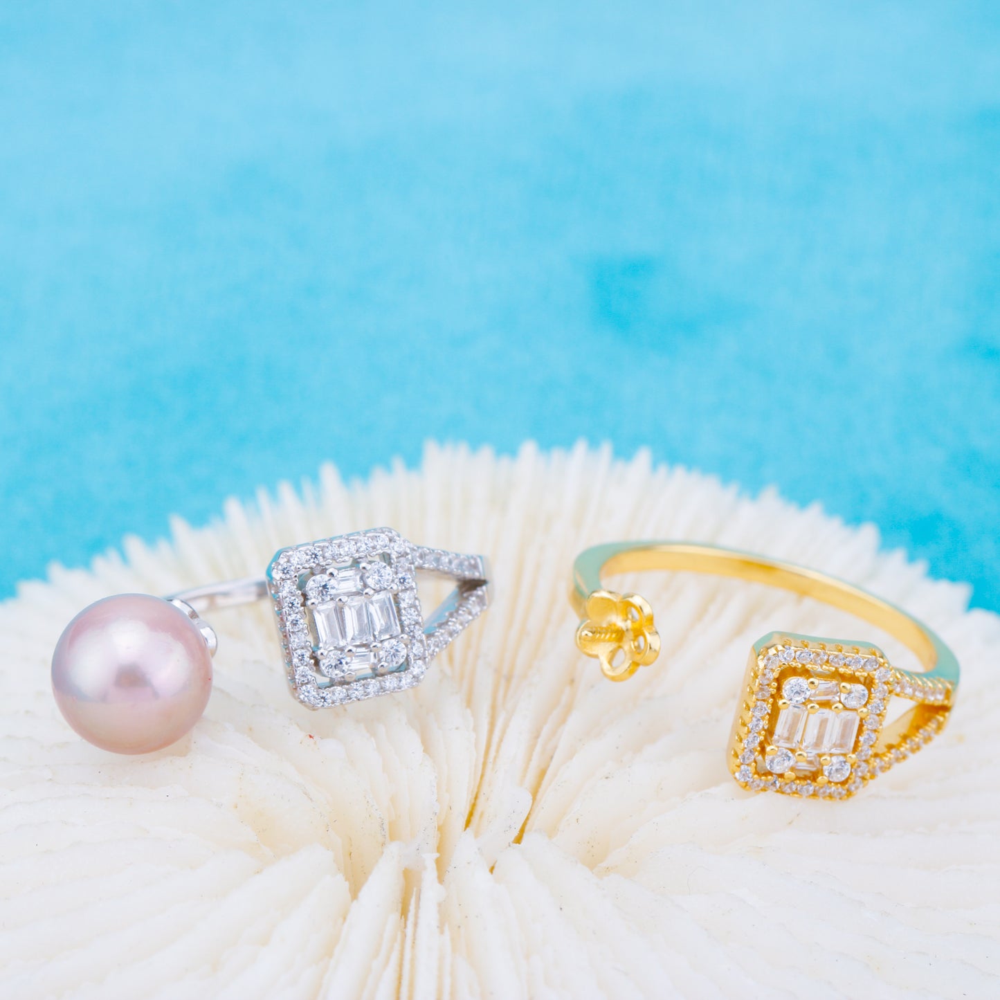 r010908 DIY 6-8mm Natural Freshwater pearl Ring accessory 925 sterling silver Adjustable size engagement jewelry ring for women