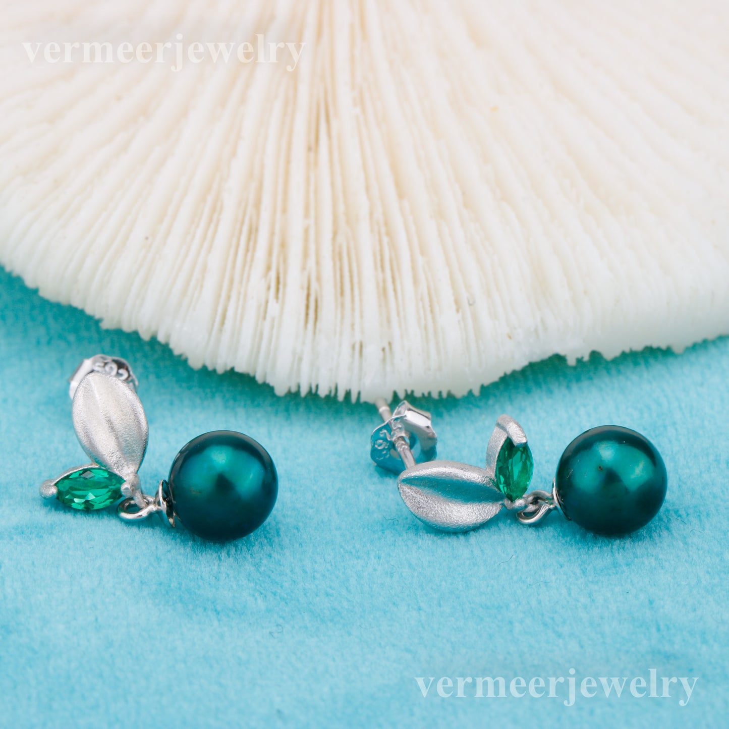 e010880 S925 pearl earring 925 sterling silver DIY 7-8mm Natural Freshwater pearl stud earring for women