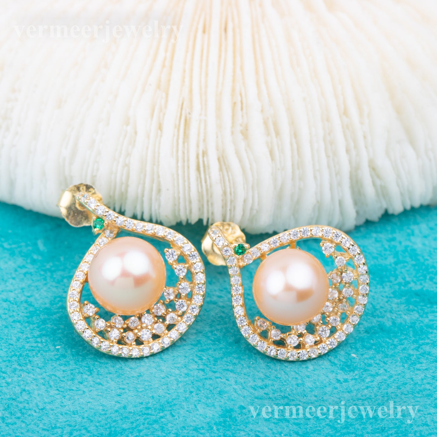 e010787 S925 pearl earring 925 sterling silver DIY 7-8mm Natural Freshwater pearl stud earring for women