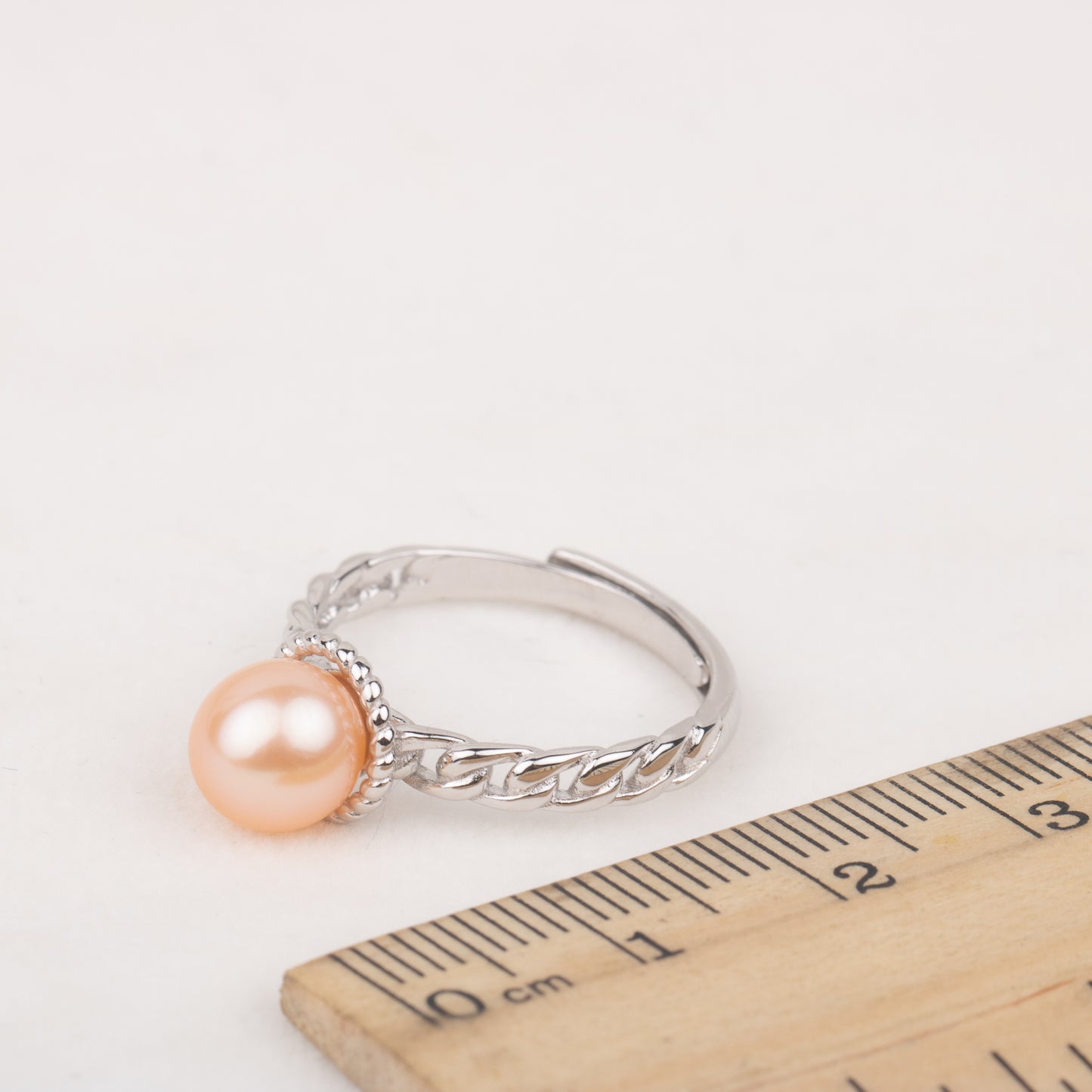 r030580 DIY 7-8mm Natural Freshwater pearl Ring accessory 925 sterling silver Adjustable size engagement jewelry ring for women