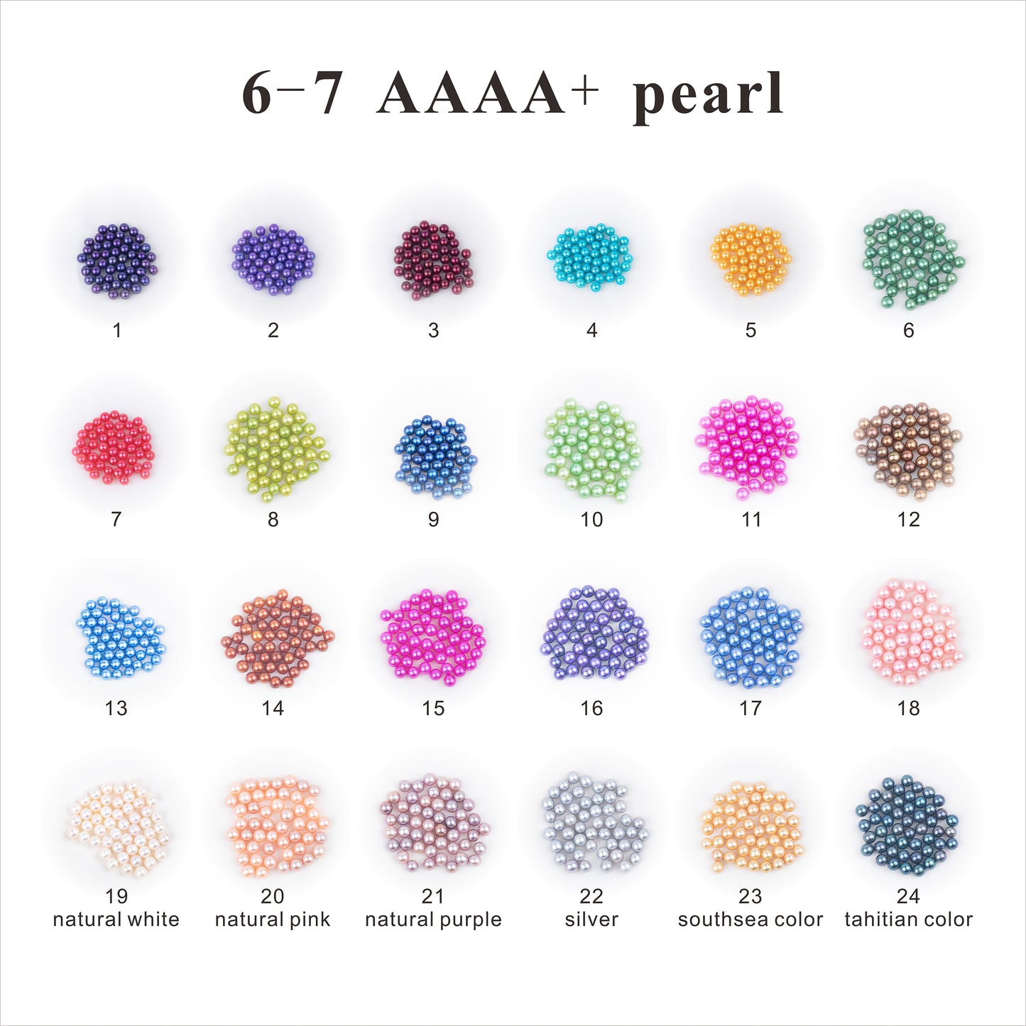 Wholesale 24colors 6-7mm AAAA+ grade loose freshwater pearl round shape no hole bead for pearl party