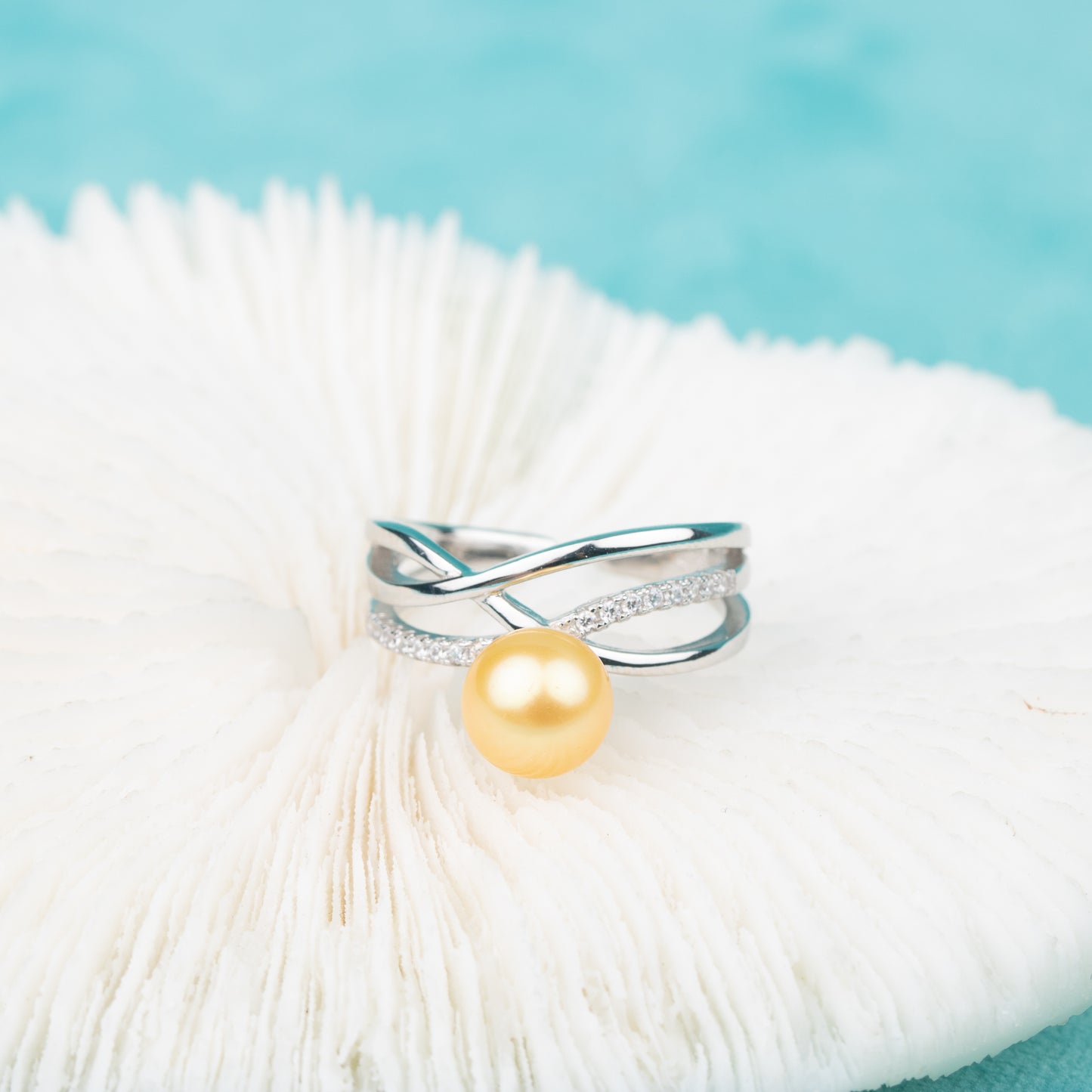 r030578 DIY 7-8mm Natural Freshwater pearl Ring accessory 925 sterling silver Adjustable size engagement jewelry ring for women
