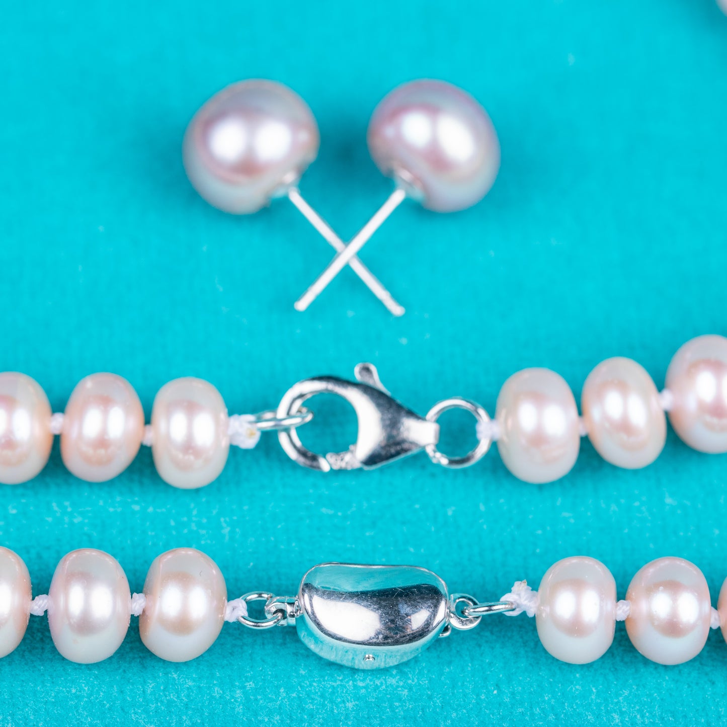 925 silver clasp natural purple button AAA real natural 6-7 mm pearl women jewelry necklace set