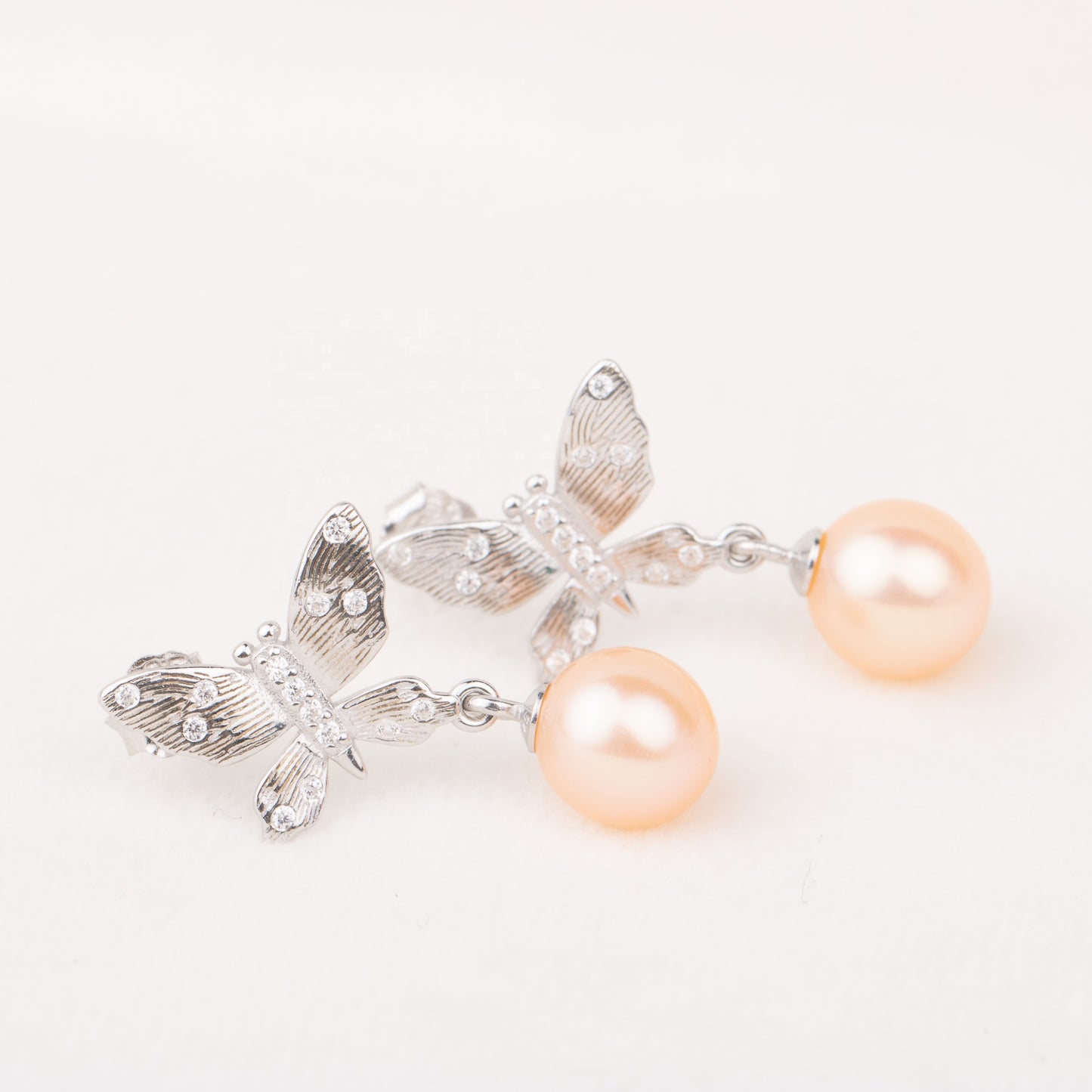 e010686 S925 pearl earring 925 sterling silver DIY 7-8mm Natural Freshwater pearl stud earring for women