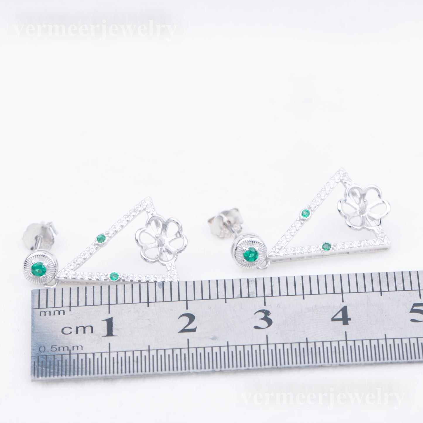 e010771 S925 pearl earring 925 sterling silver DIY 7-8mm Natural Freshwater pearl stud earring for women