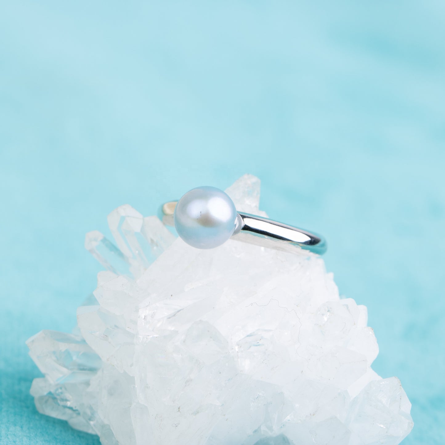 r020390 DIY 7-8mm Natural Freshwater pearl Ring accessory 925 sterling silver Adjustable size engagement jewelry ring for women