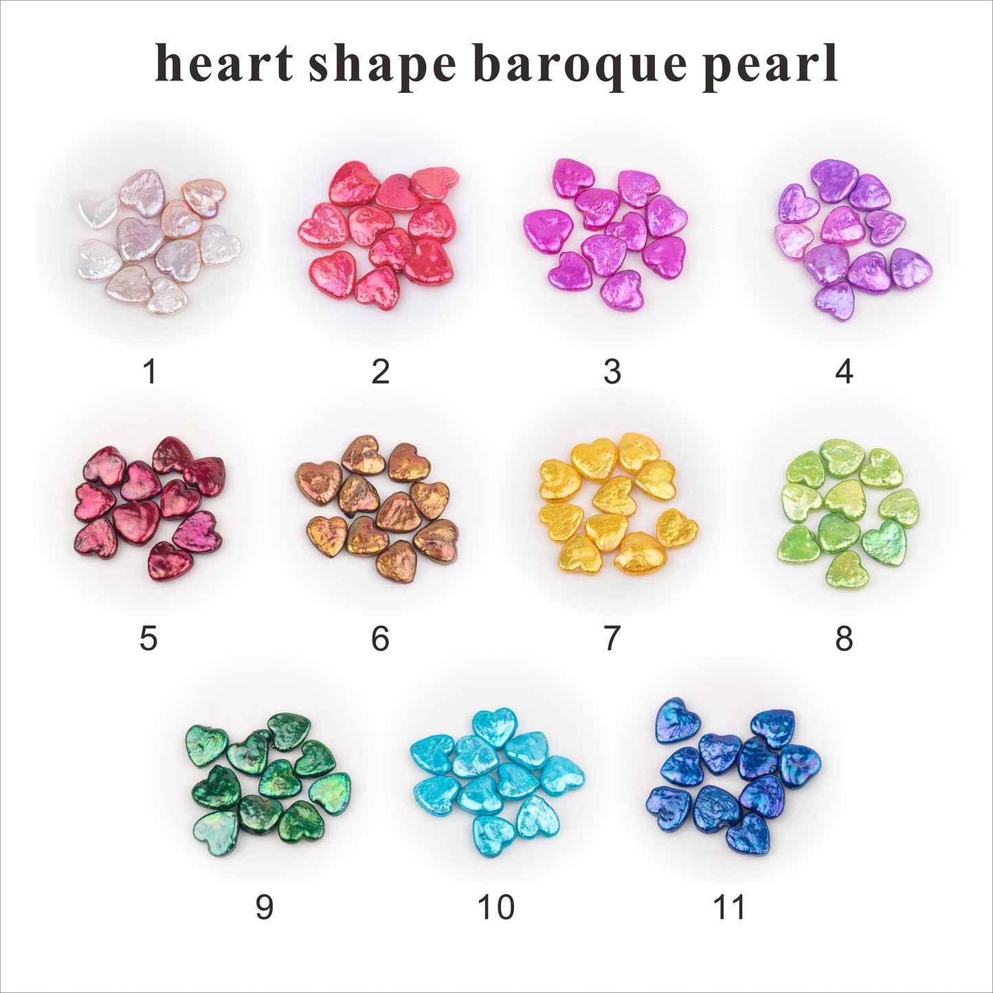 Wholesale 10colors 8-11mm loose freshwater heart shape baroque pearl no hole for pearl party