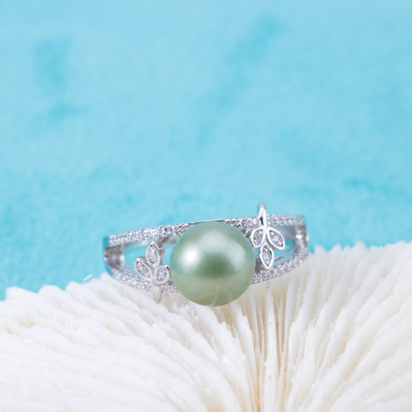 r010899 DIY 6-8mm Natural Freshwater pearl Ring accessory 925 sterling silver Adjustable size engagement jewelry ring for women