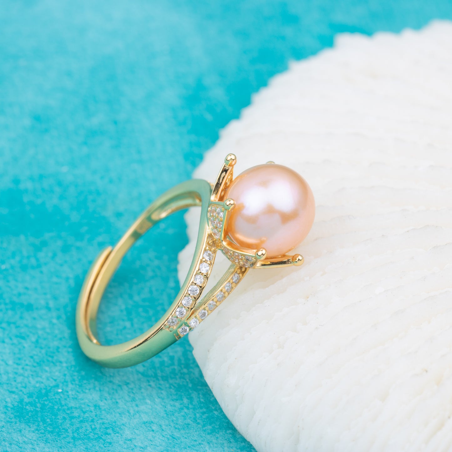 r010808 DIY 7-8mm Natural Freshwater pearl Ring accessory 925 sterling silver Adjustable size engagement jewelry ring for women