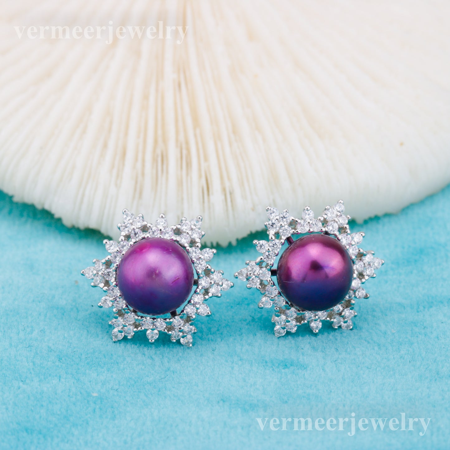 e010898 S925 pearl earring 925 sterling silver DIY 7-8mm Natural Freshwater pearl stud earring for women